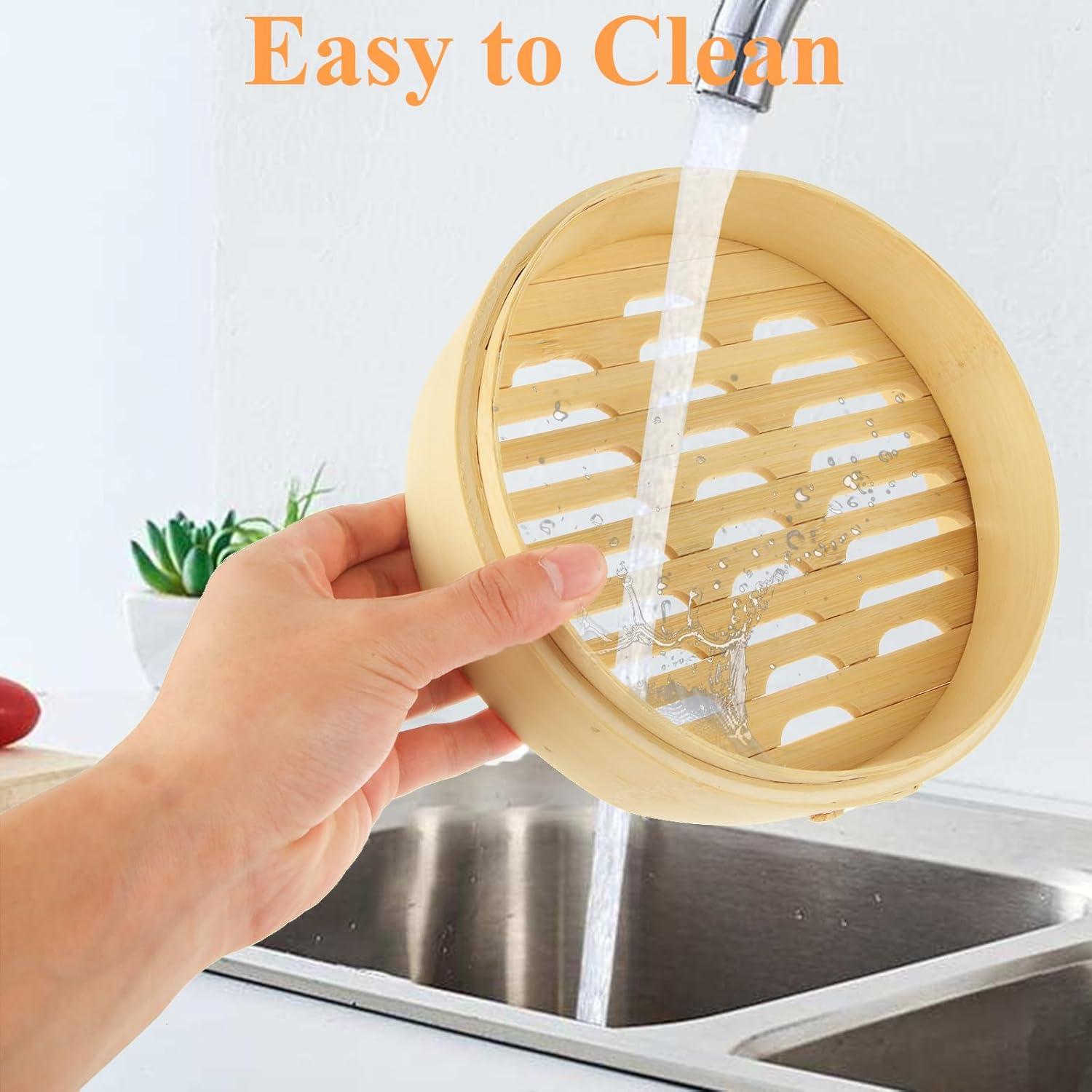 Cesta de Vapor de Bambú 3 Nudos LOPYXBR 20.2 cm con Tapa