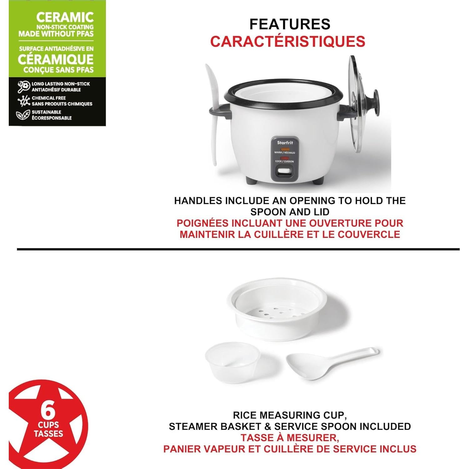 Olla Arrocera Eléctrica Starfrit 6 Tazas Cerámica 300W