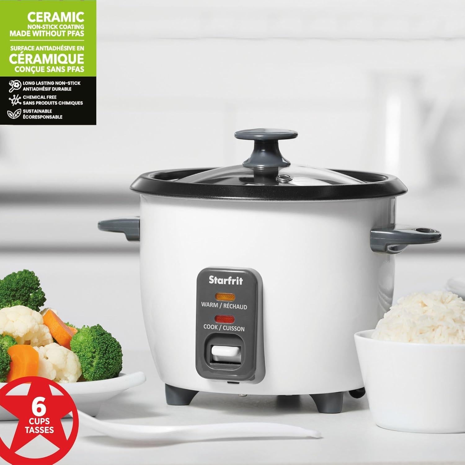 Olla Arrocera Eléctrica Starfrit 6 Tazas Cerámica 300W