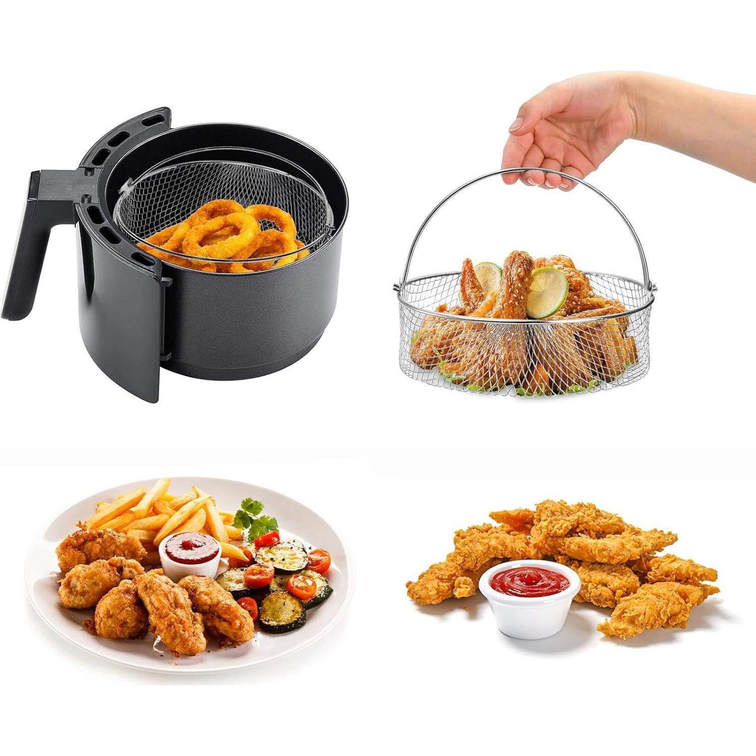 Cesta de Freidora de Aire TQEONKL 20.32 cm Acero Inoxidable