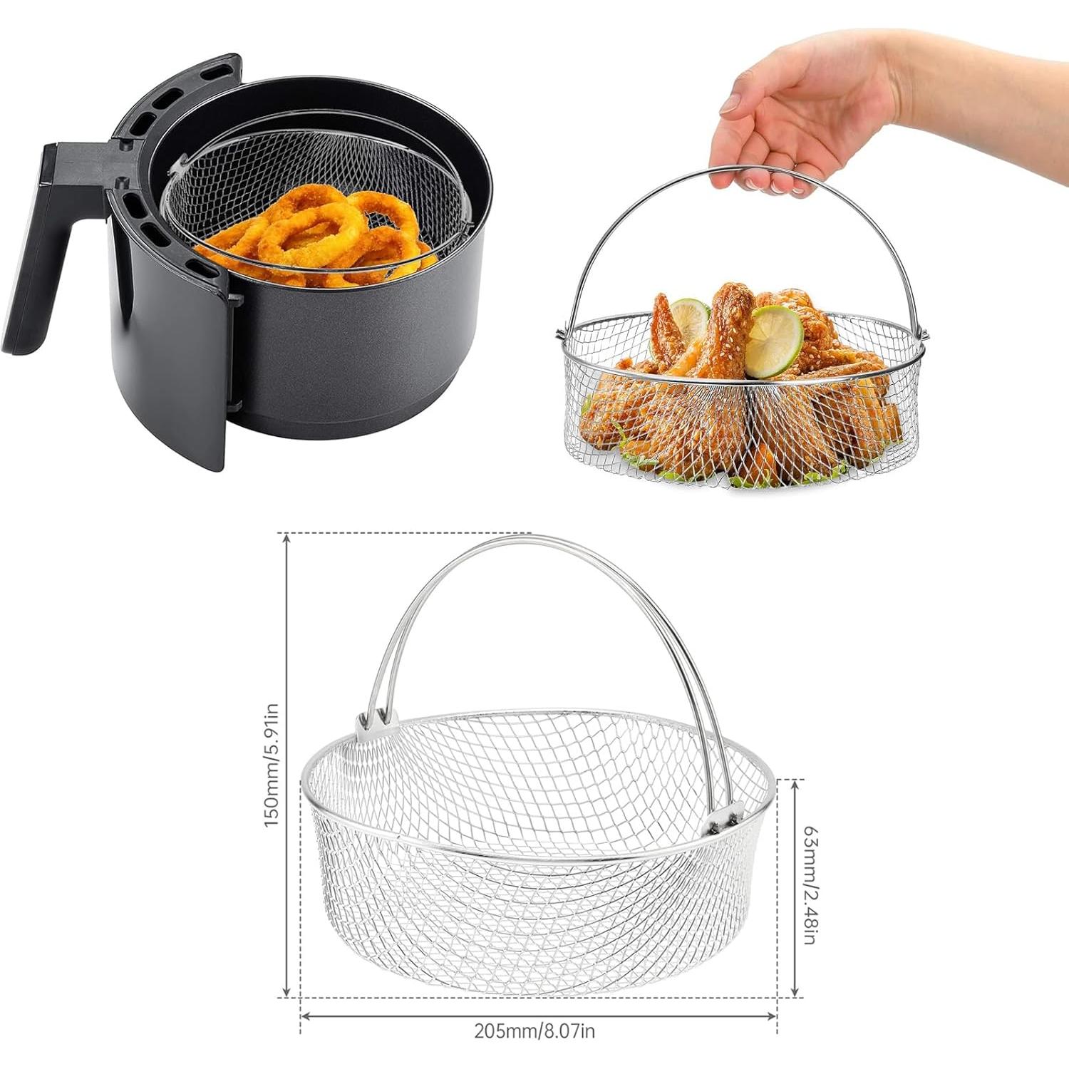 Cesta de Freidora de Aire TQEONKL 20.32 cm Acero Inoxidable