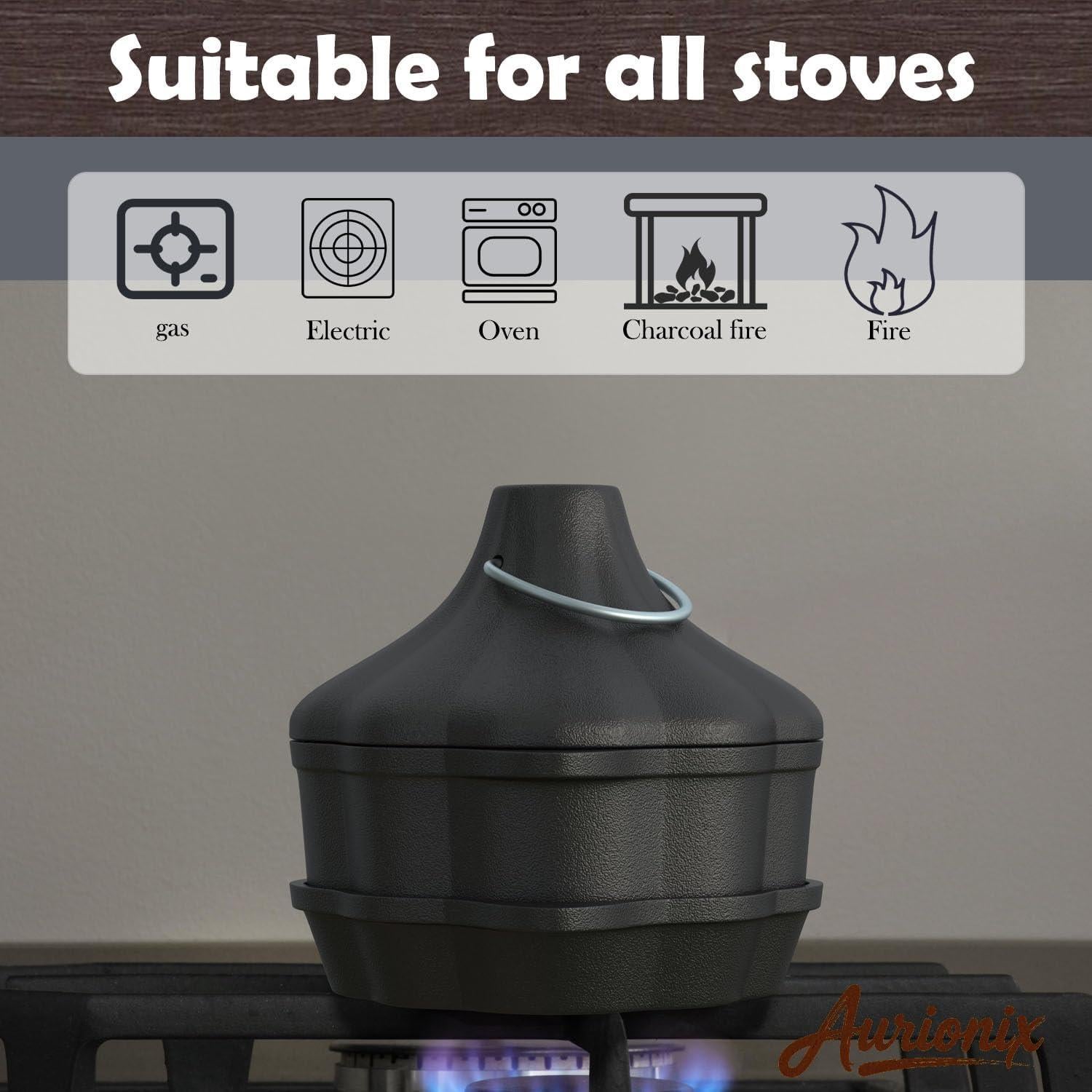 Cacerola de Hierro Fundido Aurionix 3-en-1 con Vaporera