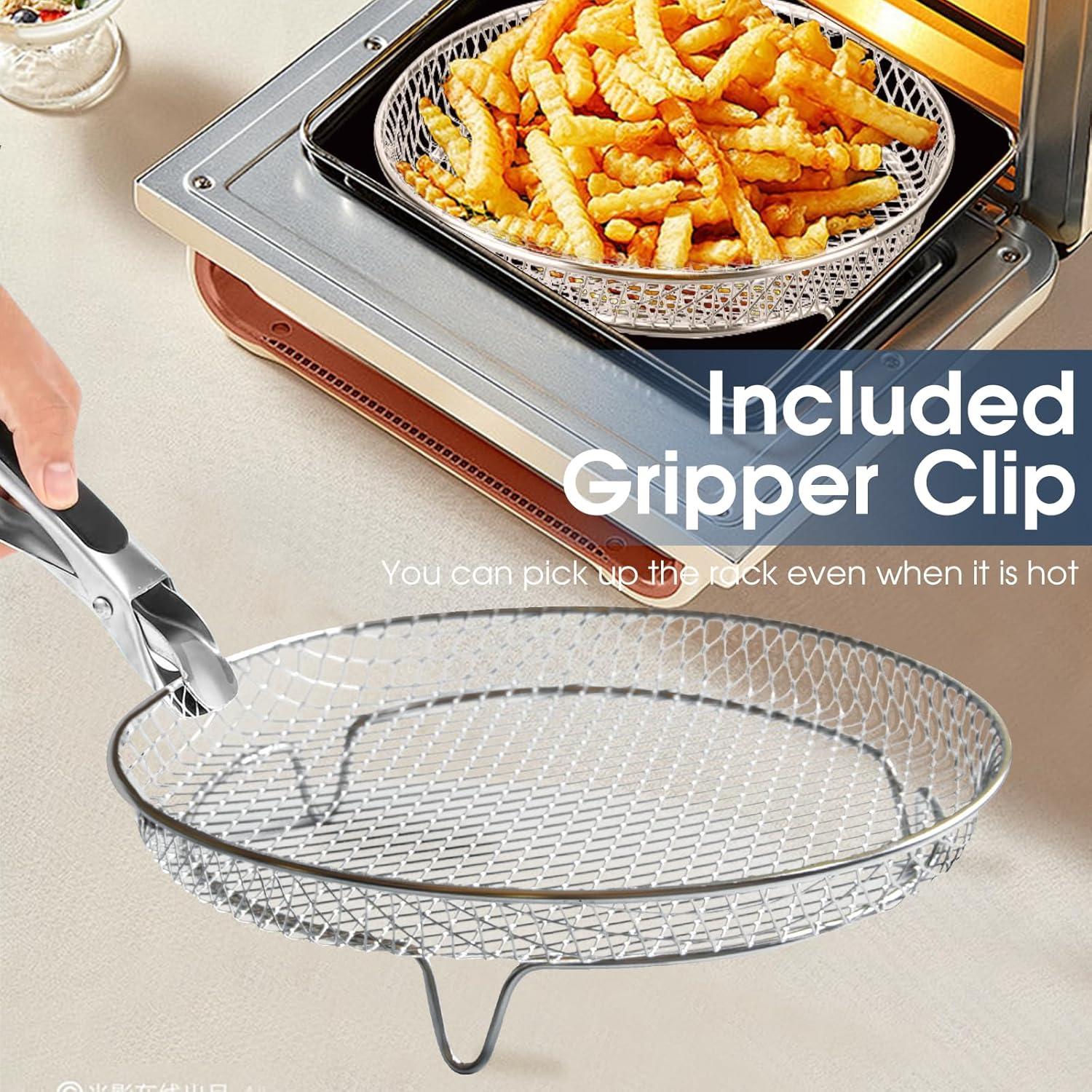 Juego de 3 estantes redondos de acero inoxidable para freidora de aire