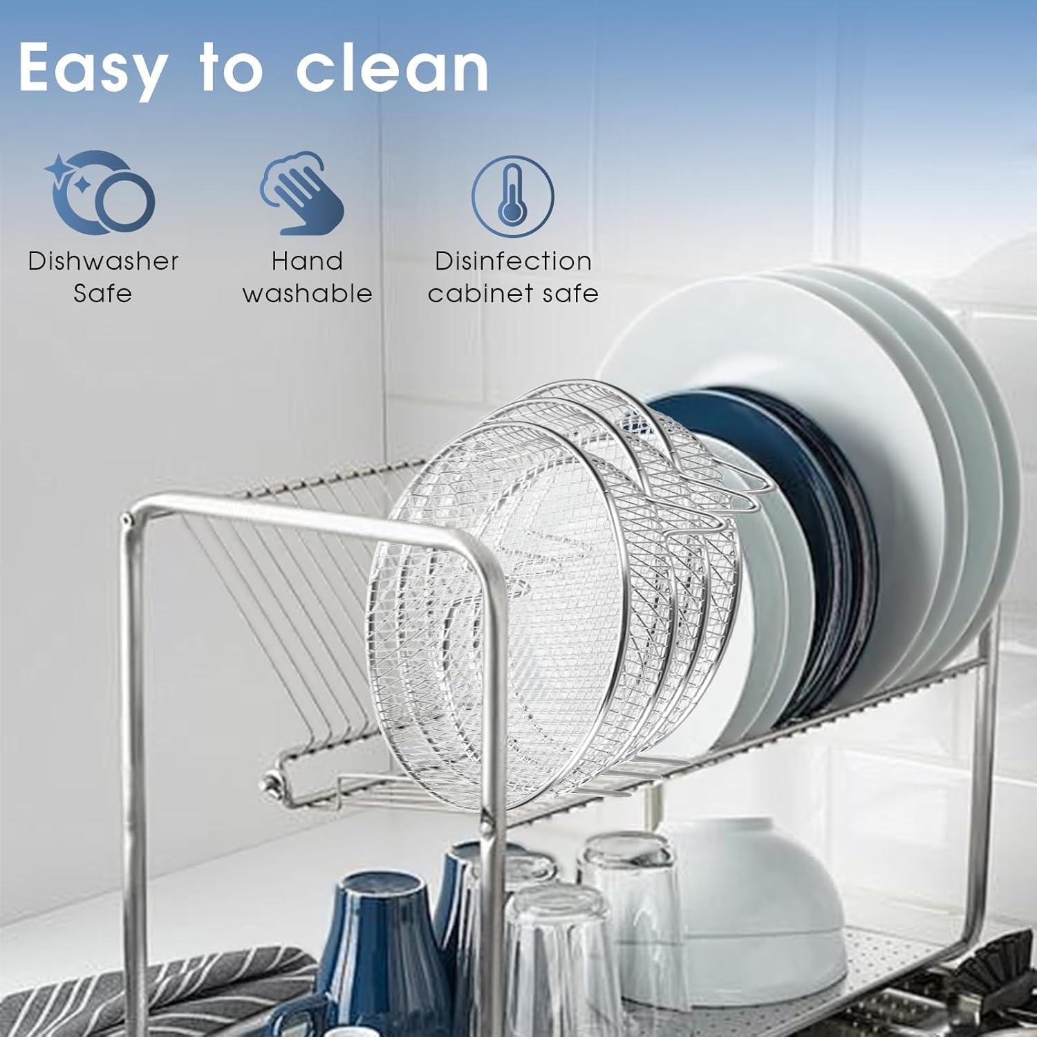 Juego de 3 estantes redondos de acero inoxidable para freidora de aire