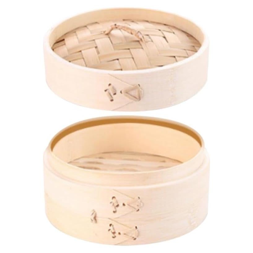 Cesta de Vapor de Bambú OUNONA 13 cm Reutilizable con Tapa