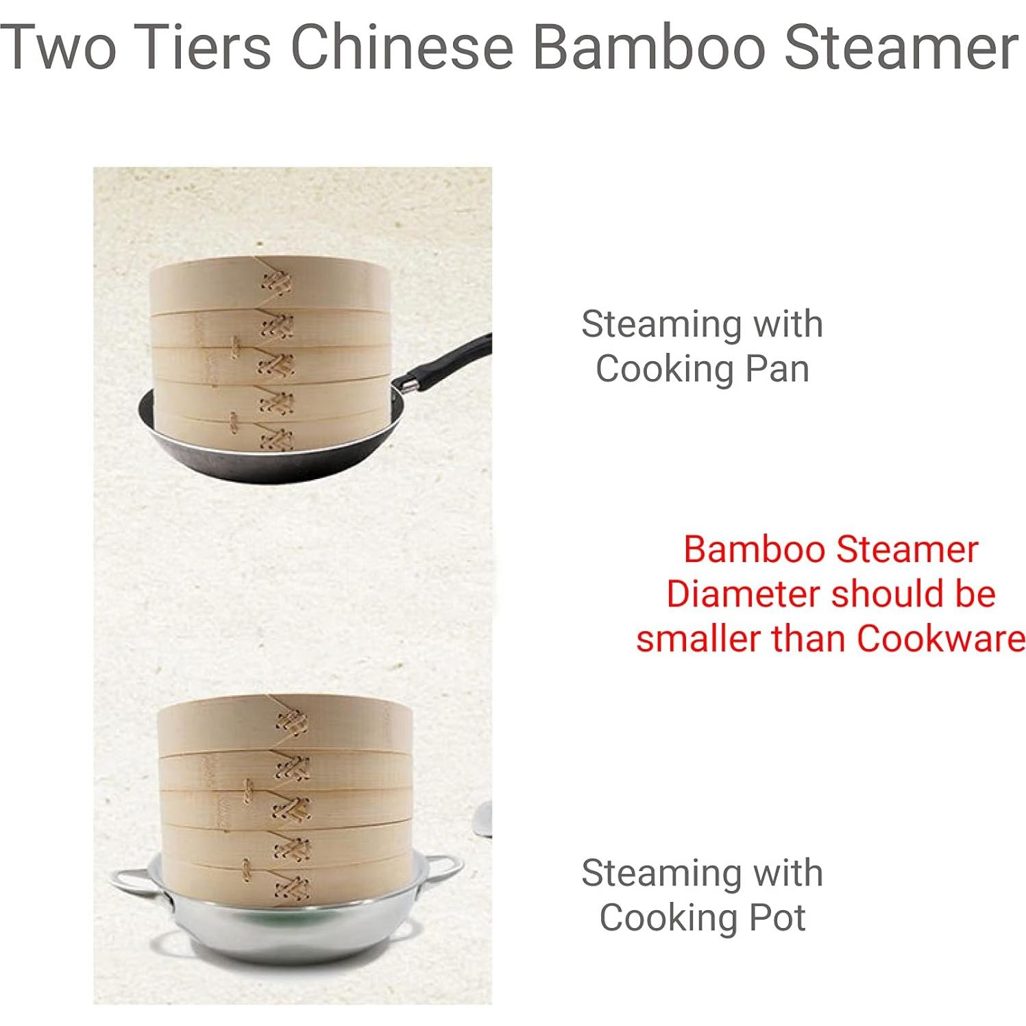 Vaporera de Bambú China JapanBargain 20 cm 2 Cestas Apilables