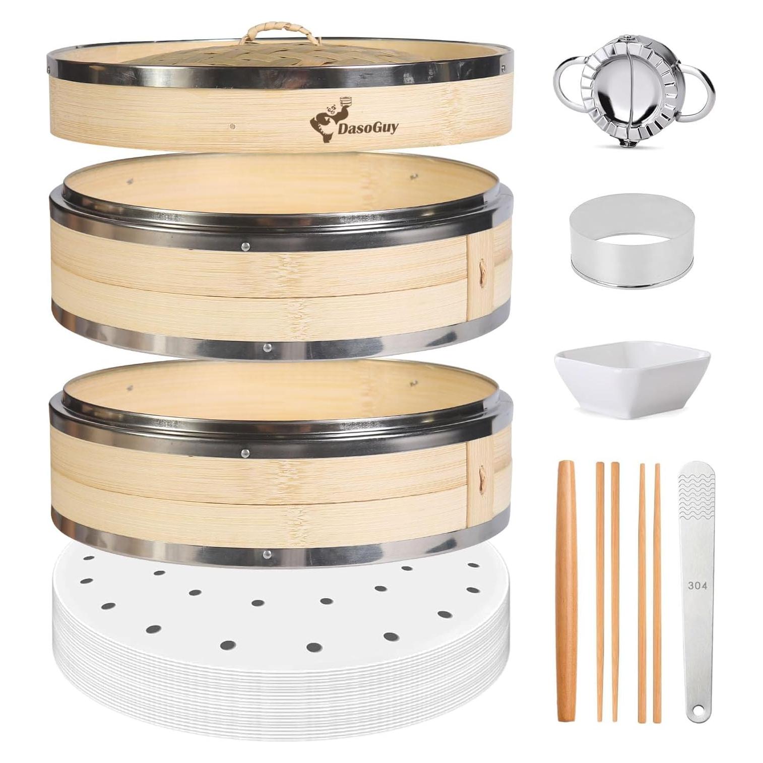 Vaporera de Bambú Dasoguy 10" (25.4 cm) con Acero Inoxidable