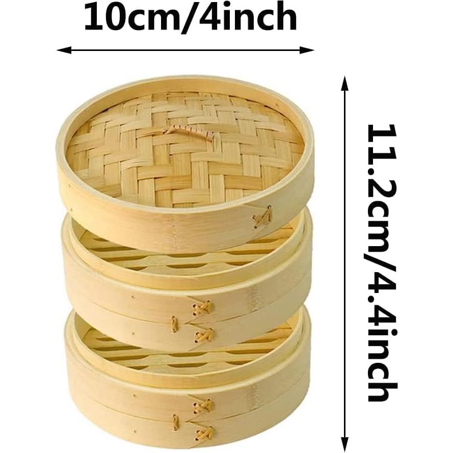 Cesta de Vapor de Bambú DEAUVIOR 10.16 cm Dos Niveles