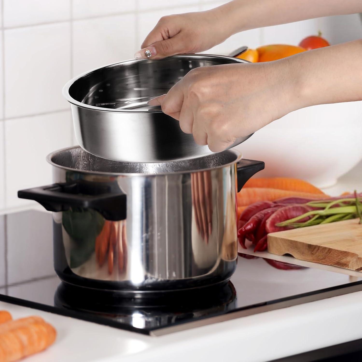 2 Soportes Redondos de Acero Inoxidable para Vaporera 22 cm