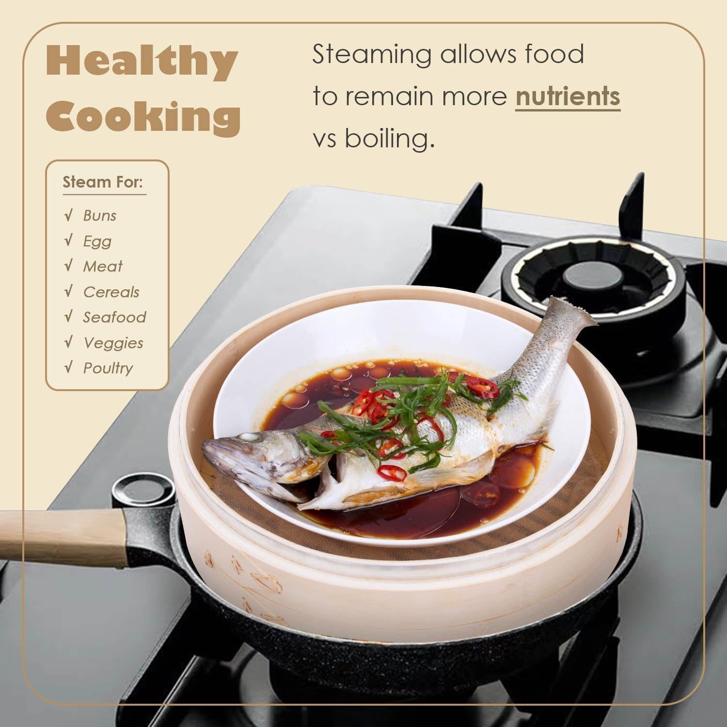 Juego de Vaporera de Bambú Hcooker 2 Niveles 20 cm