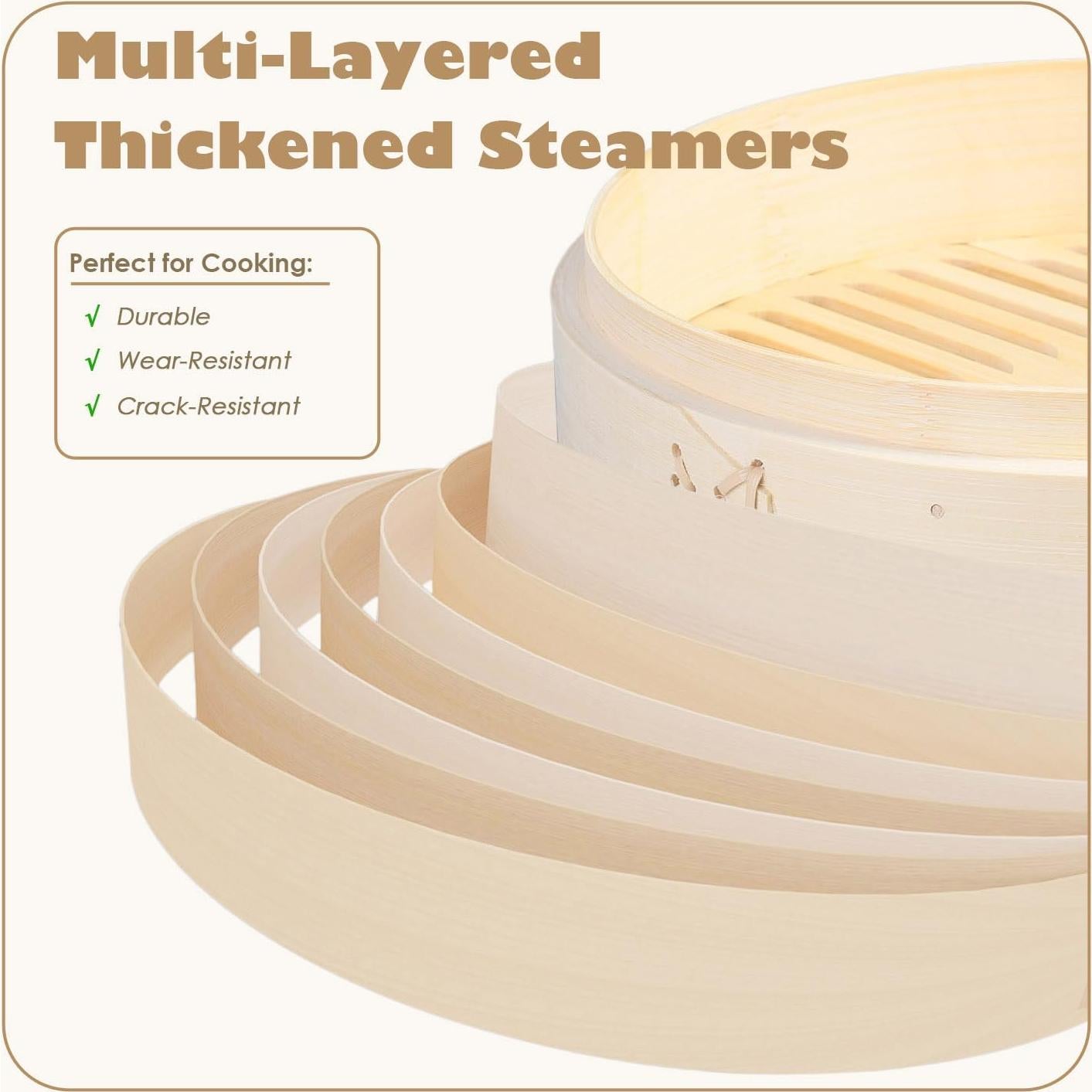 Juego de Vaporera de Bambú Hcooker 2 Niveles 20 cm