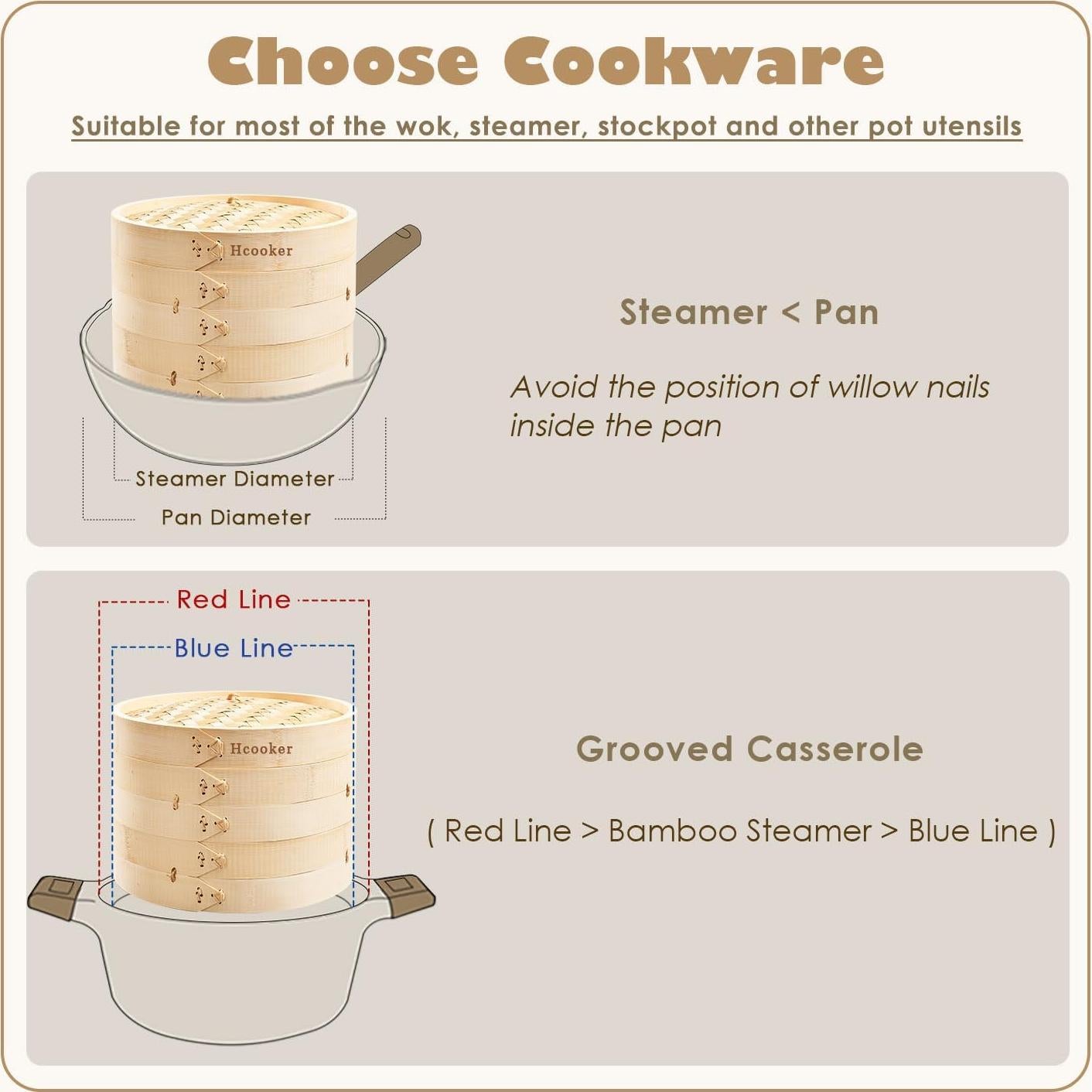 Juego de Vaporera de Bambú Hcooker 2 Niveles 20 cm