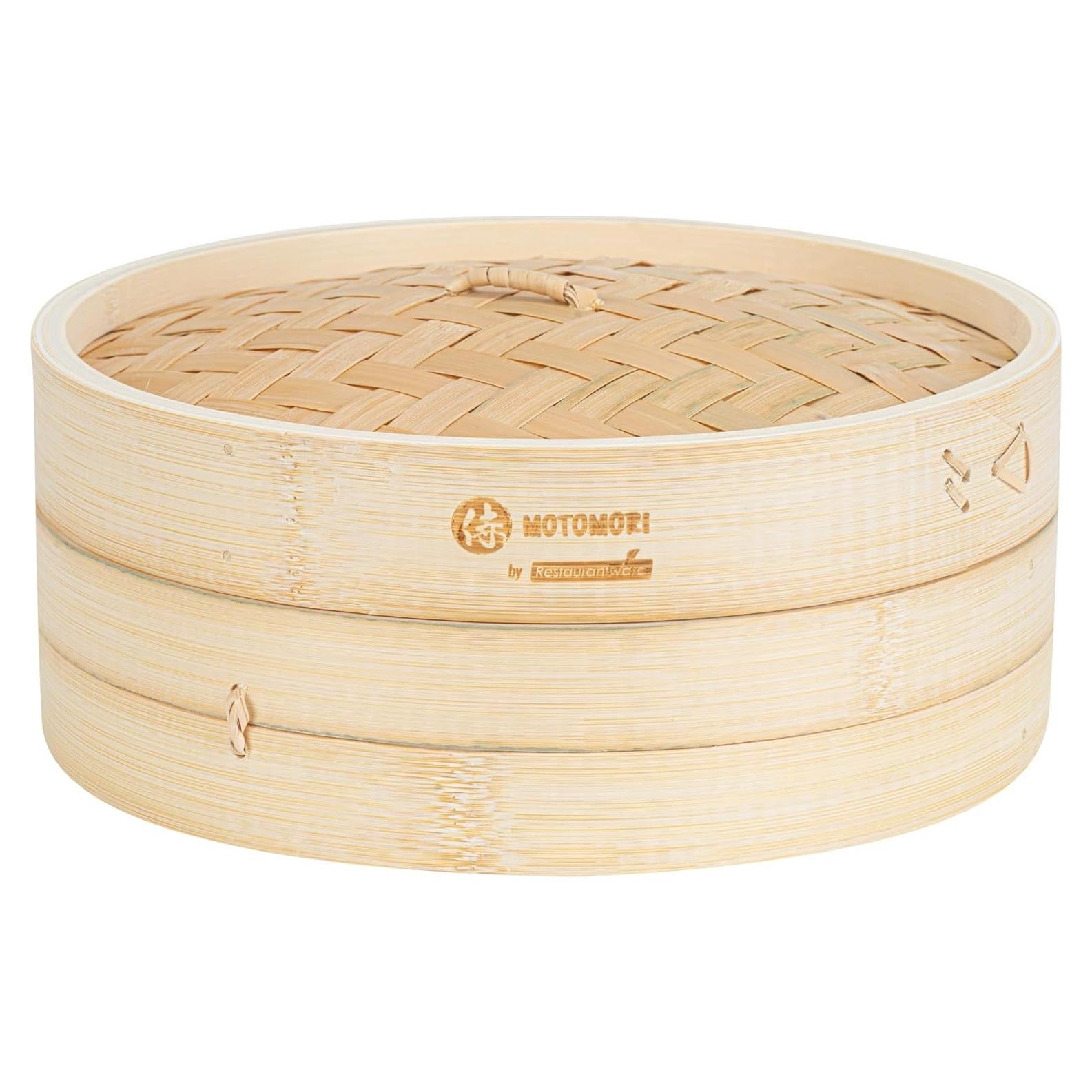 Vaporera de Bambú Motomori 25.4 cm con Tapa y Mango