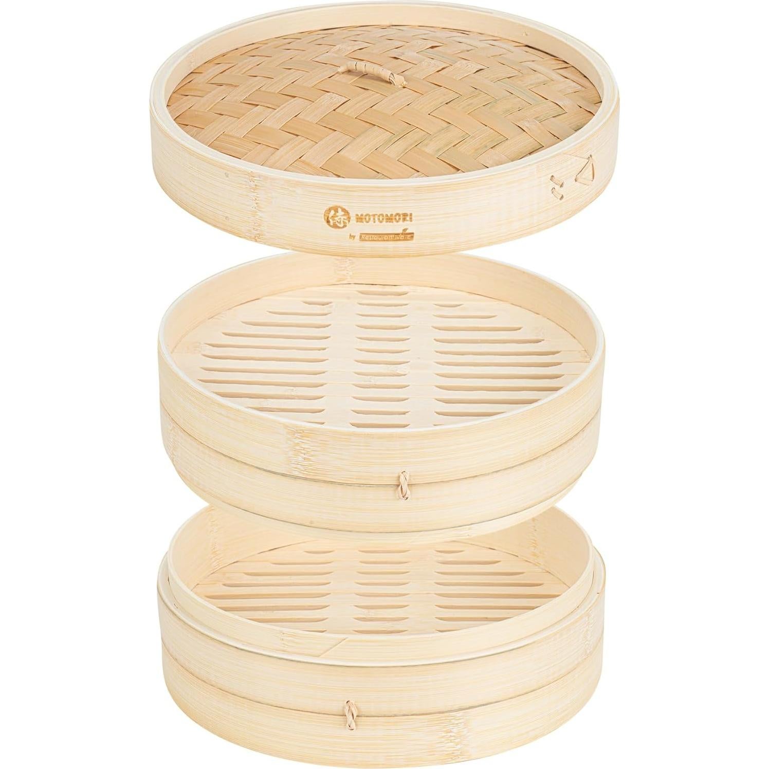 Vaporera de Bambú Motomori 25.4 cm con Tapa y Mango