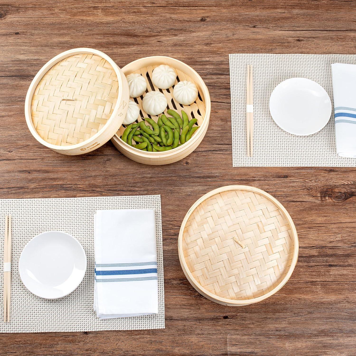 Vaporera de Bambú Motomori 25.4 cm con Tapa y Mango