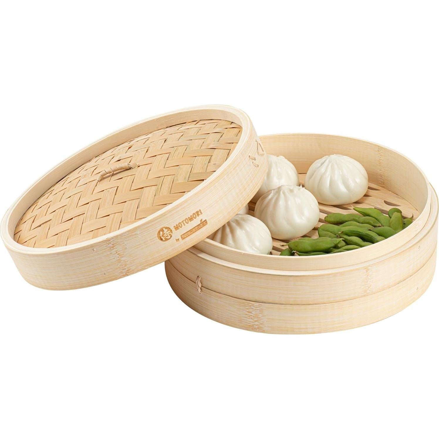 Vaporera de Bambú Motomori 25.4 cm con Tapa y Mango