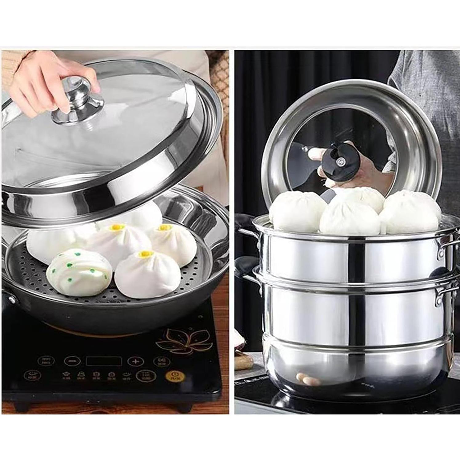 Plato de Vapor Acero Inoxidable 30 cm 2 Pcs para Alimentos