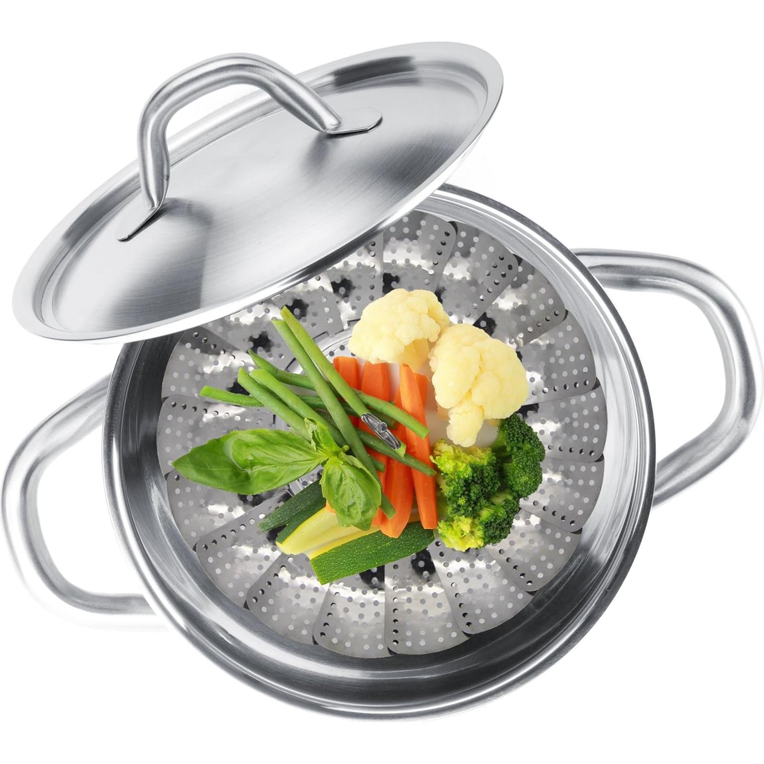 Vaporera de Verduras Sunsella - Acero Inoxidable 13.5-23.6 cm