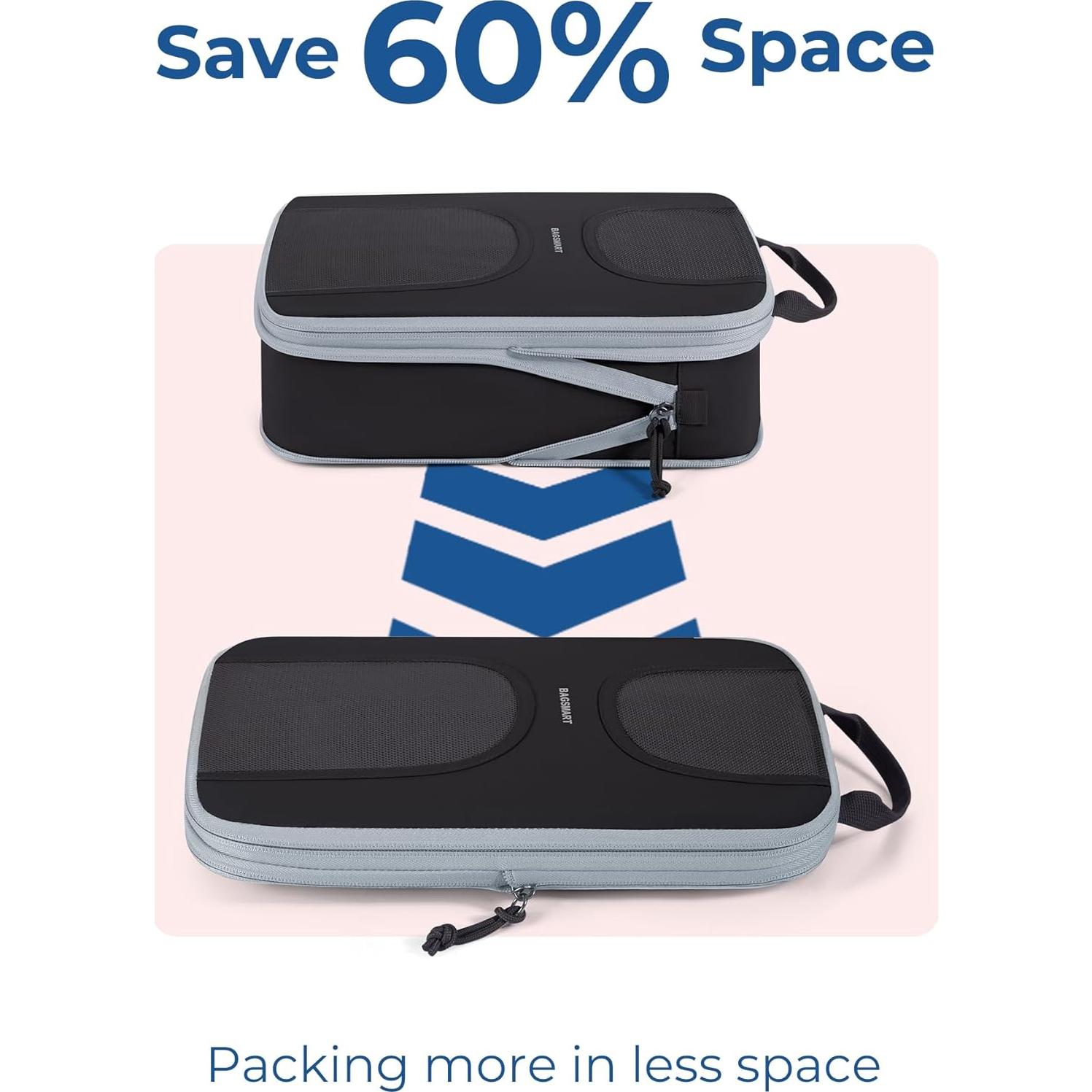 Set de 6 Cubos de Compresión BAGSMART para Maletas - Negro