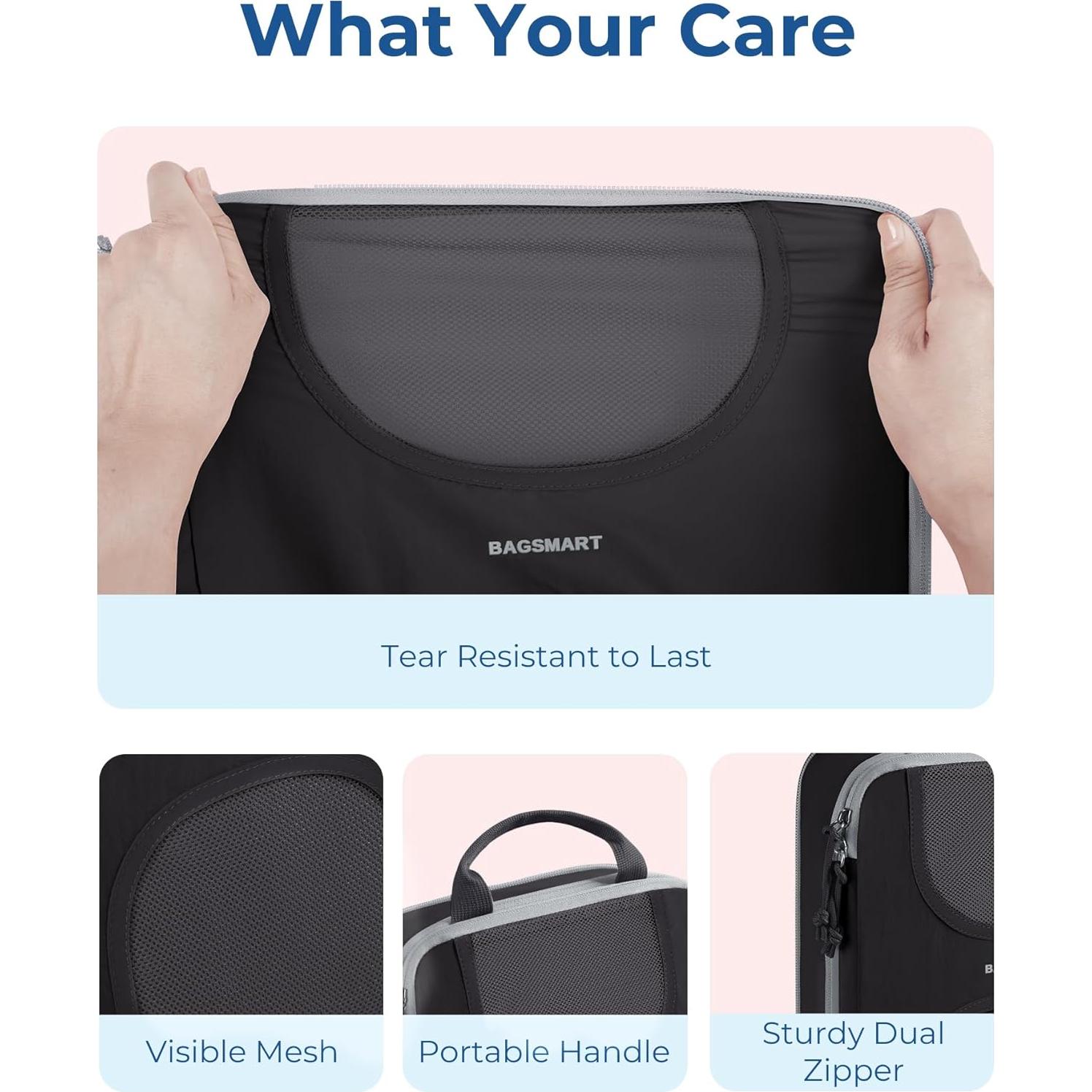 Set de 6 Cubos de Compresión BAGSMART para Maletas - Negro