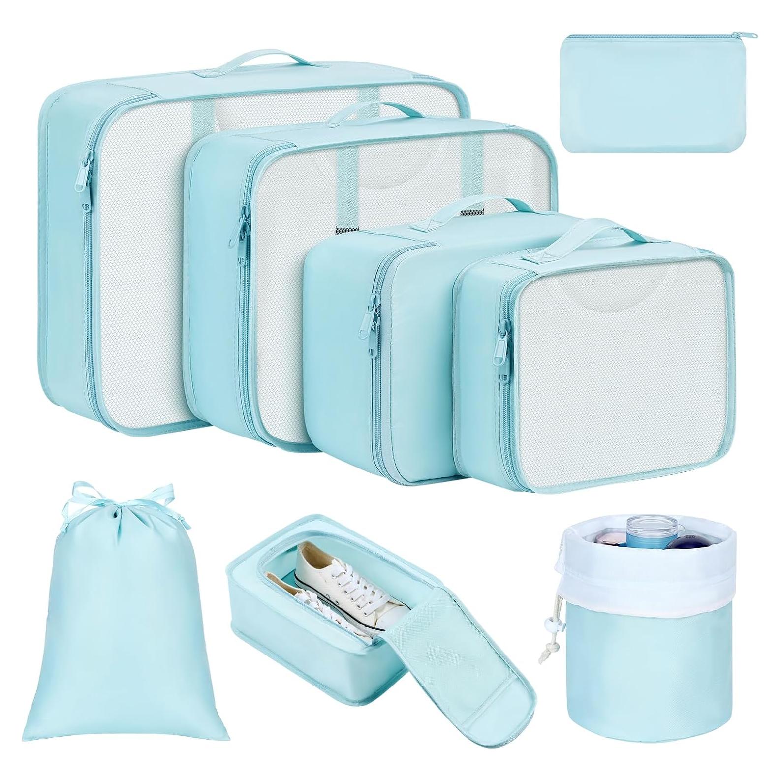 Cubos de Empaque DIMJ 8 Pcs para Viaje - Organizador de Maletas Azul