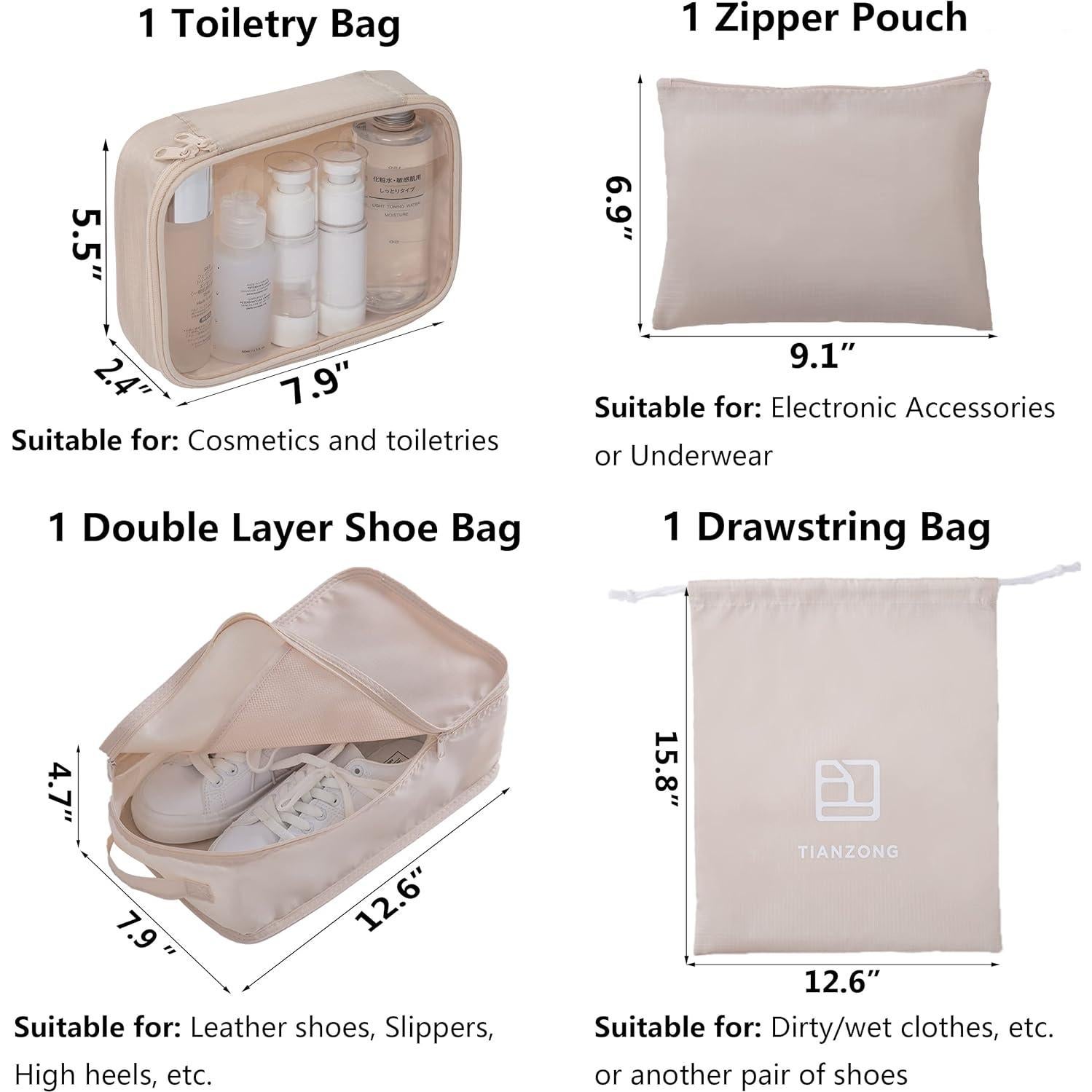 Conjunto de 7 Piezas de Cubos de Embalaje TianZong Beige