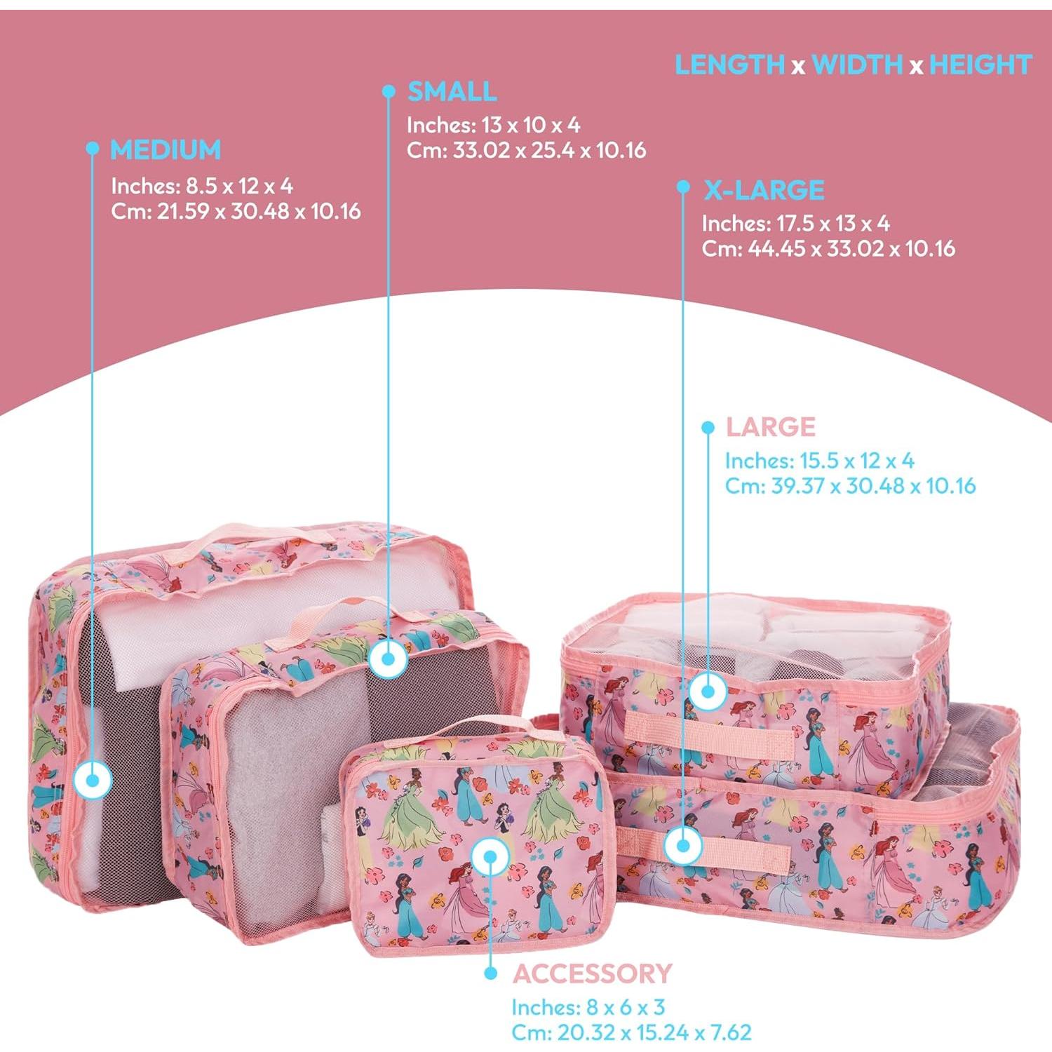 Set de Cubos de Empaque Disney 5 Piezas Rosa - Mickey, Minnie, Pooh