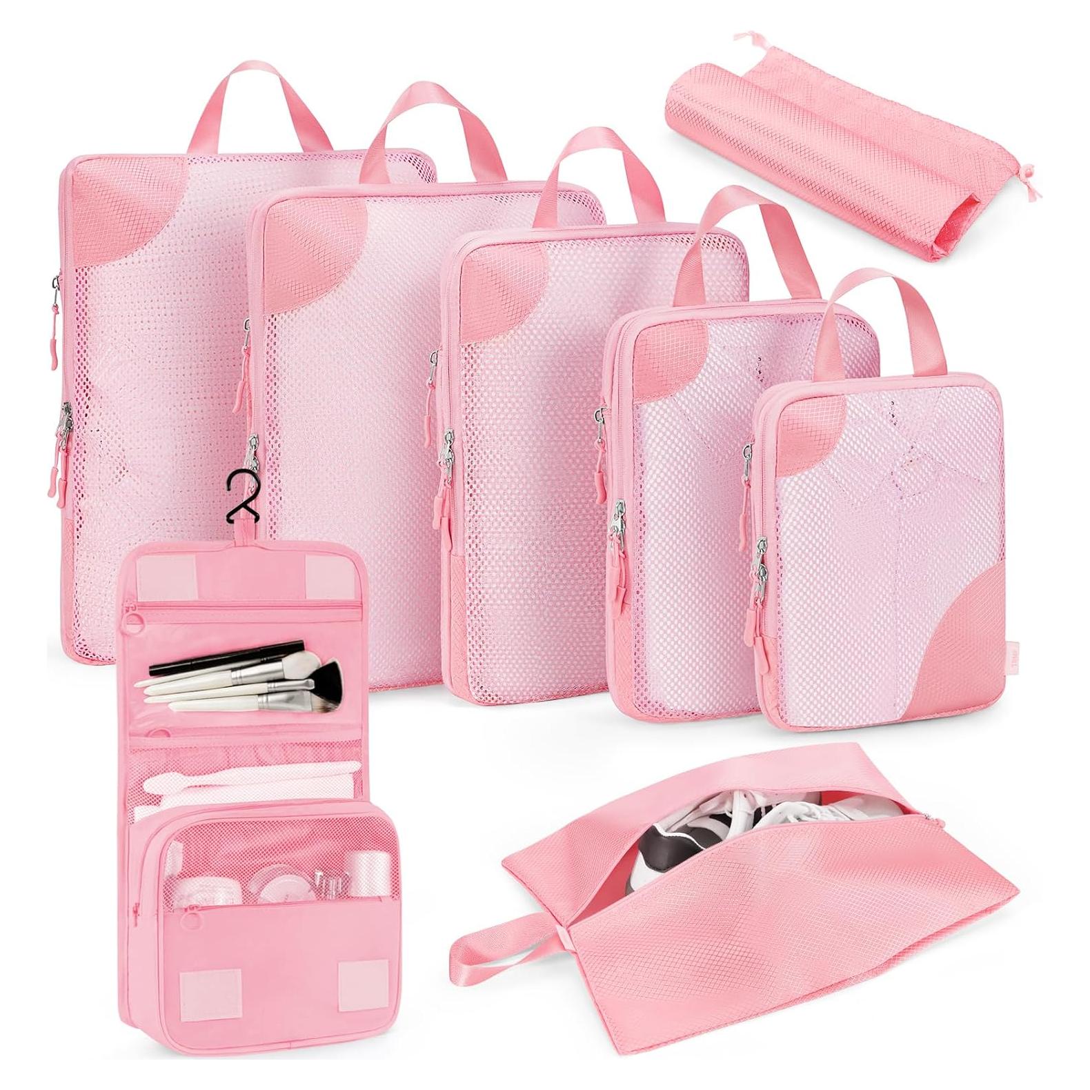 Cubos de Compresión TRMFUSA 8 Piezas Rosa para Viaje