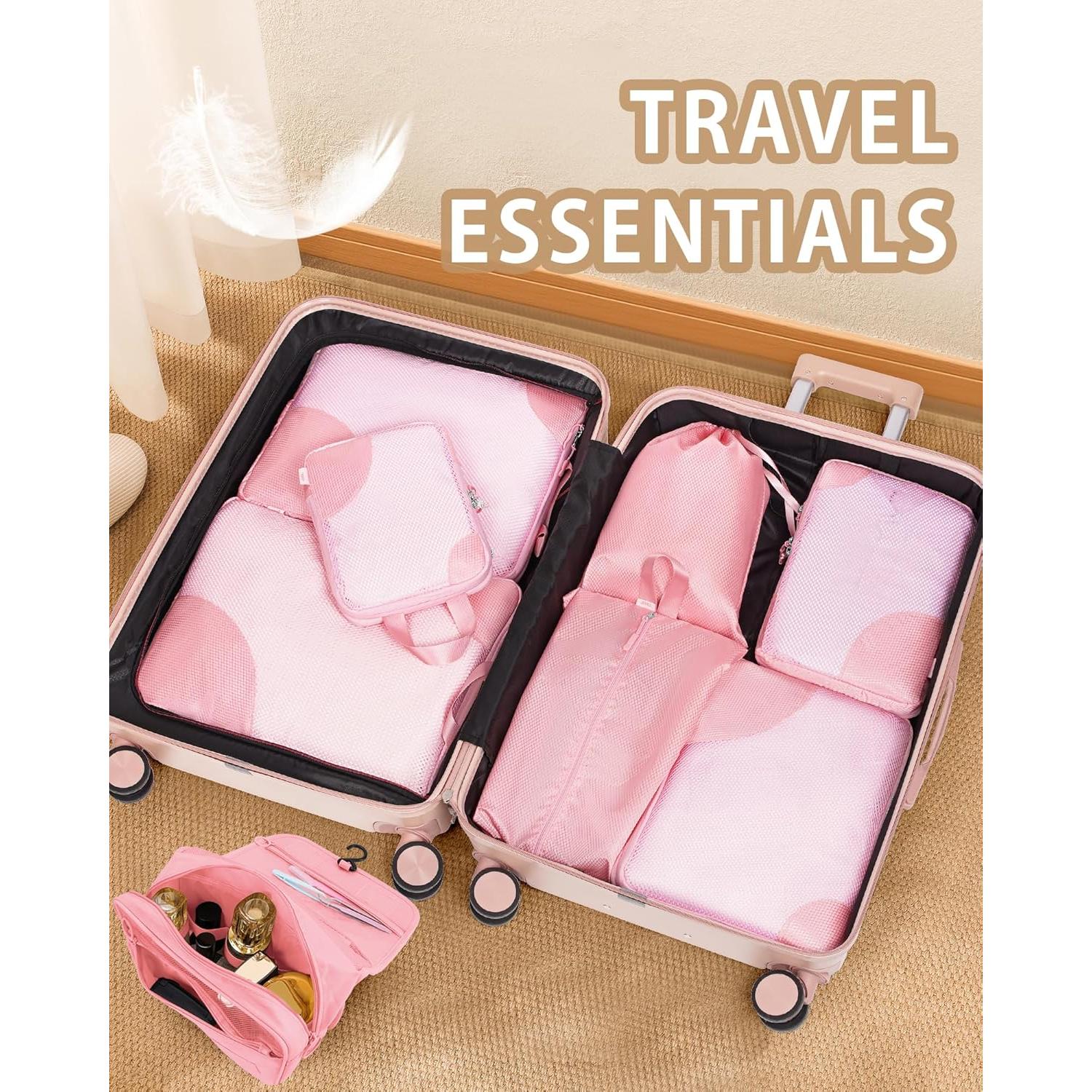 Cubos de Compresión TRMFUSA 8 Piezas Rosa para Viaje