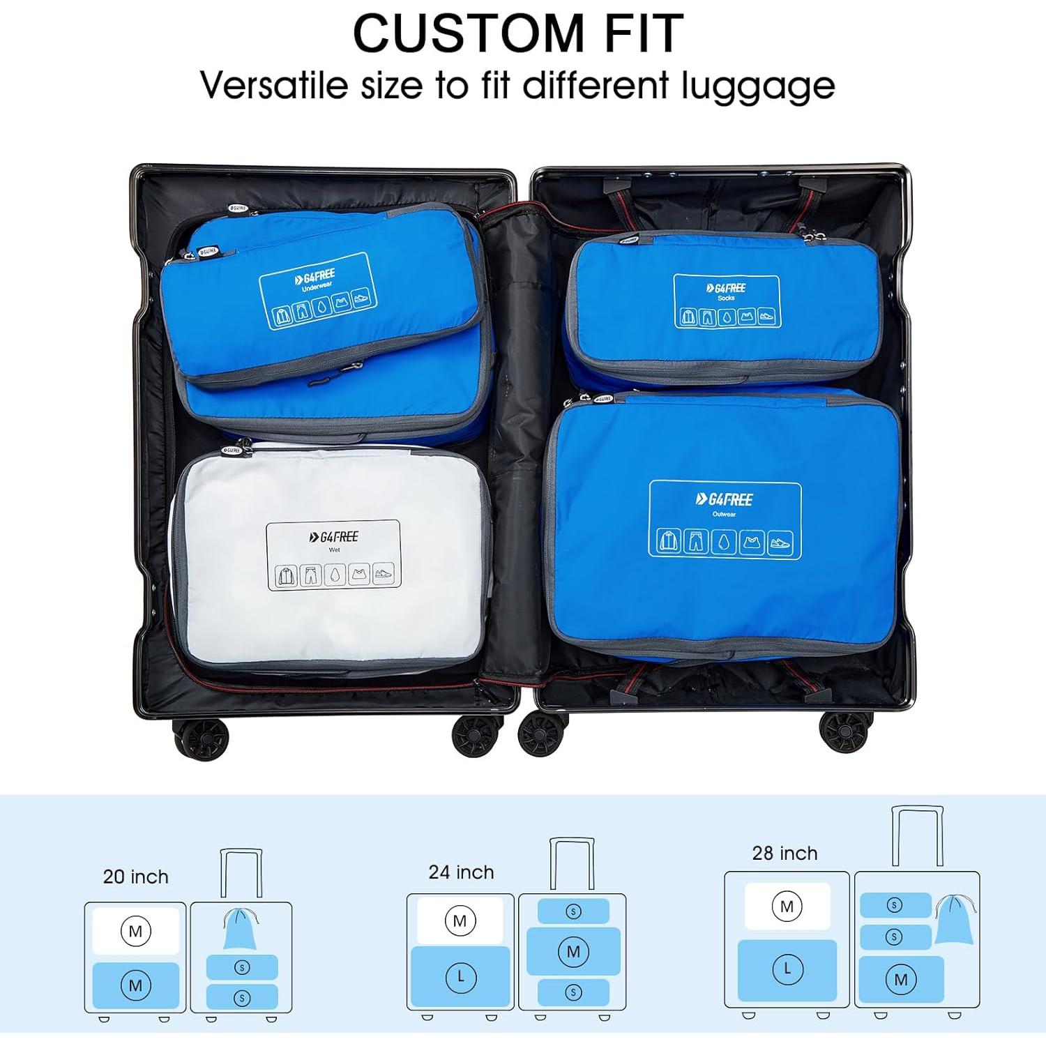 Set de 6 Cubos de Compresión G4Free para Empacar - Azul