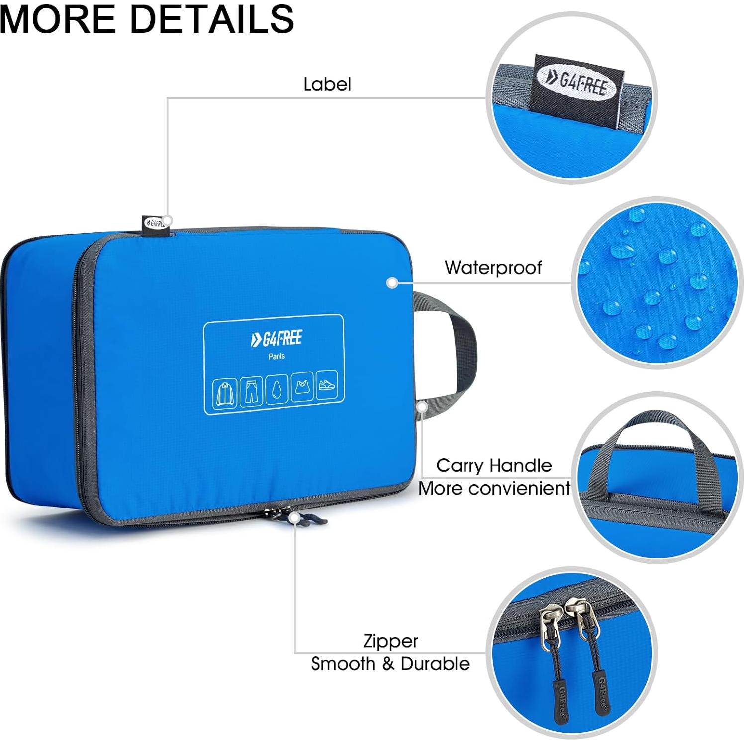 Set de 6 Cubos de Compresión G4Free para Empacar - Azul