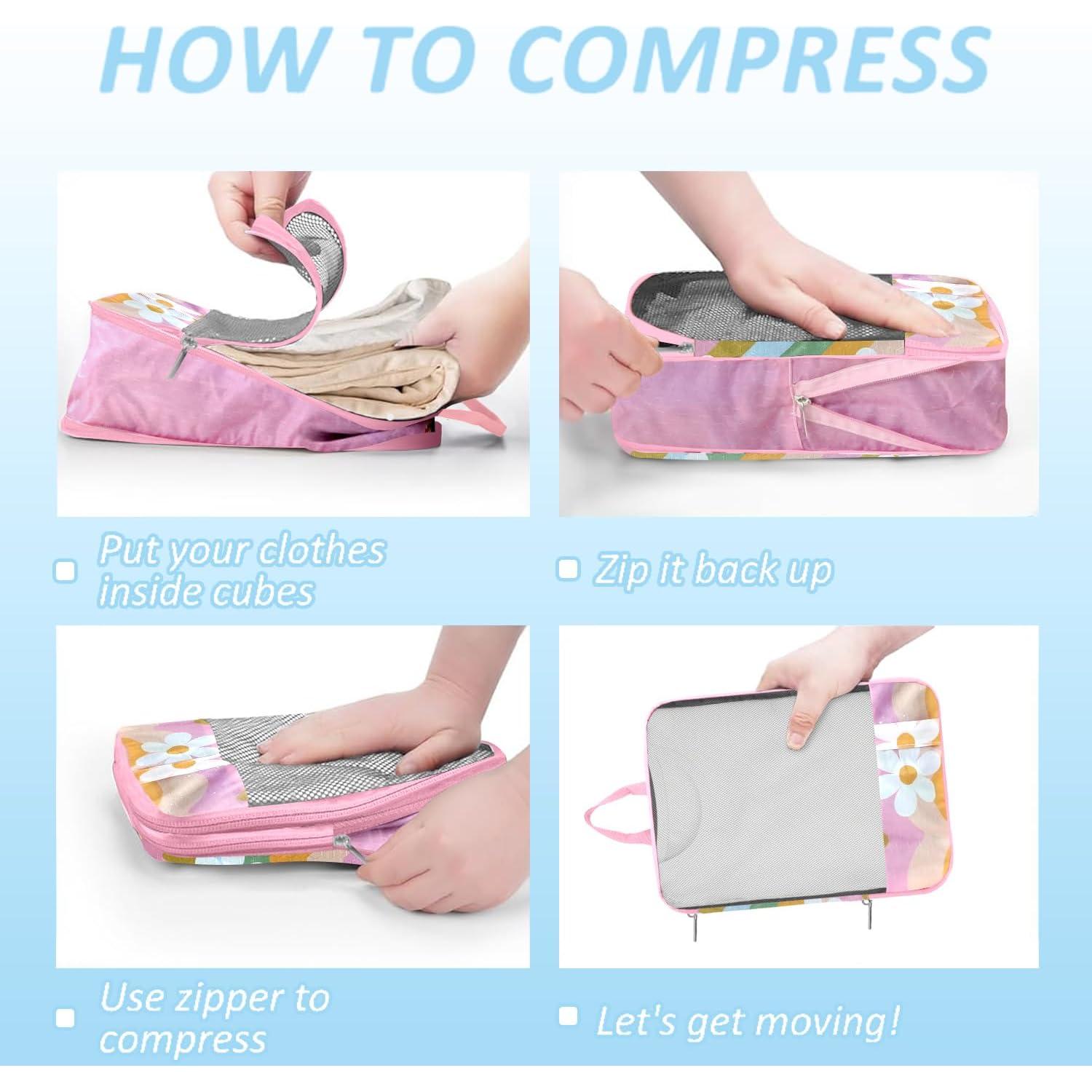 Juego de 7 Cubos de Compresión Aogud para Viaje - Negro