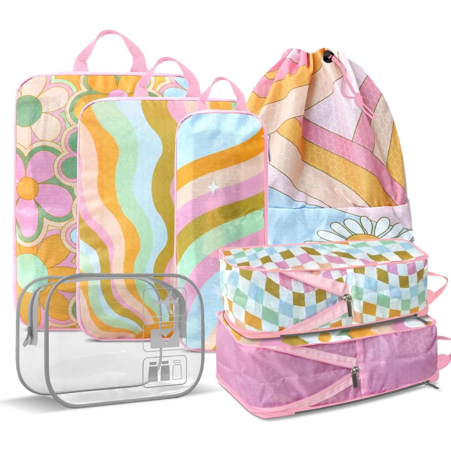 Juego de 7 Cubos de Compresión Aogud para Viaje - Negro