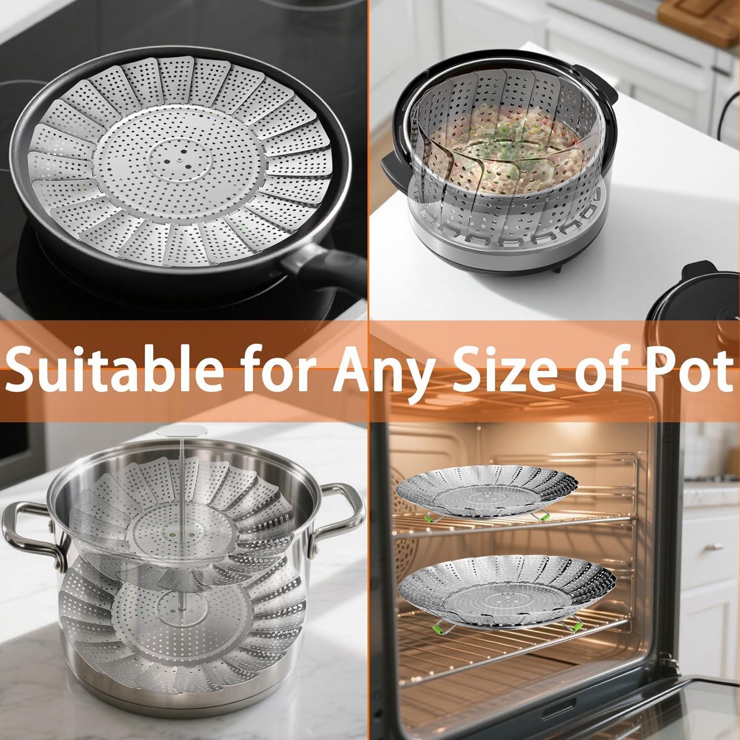 Vaporera de Verduras Plegable XGIZMOO 25.4 cm Acero Inoxidable