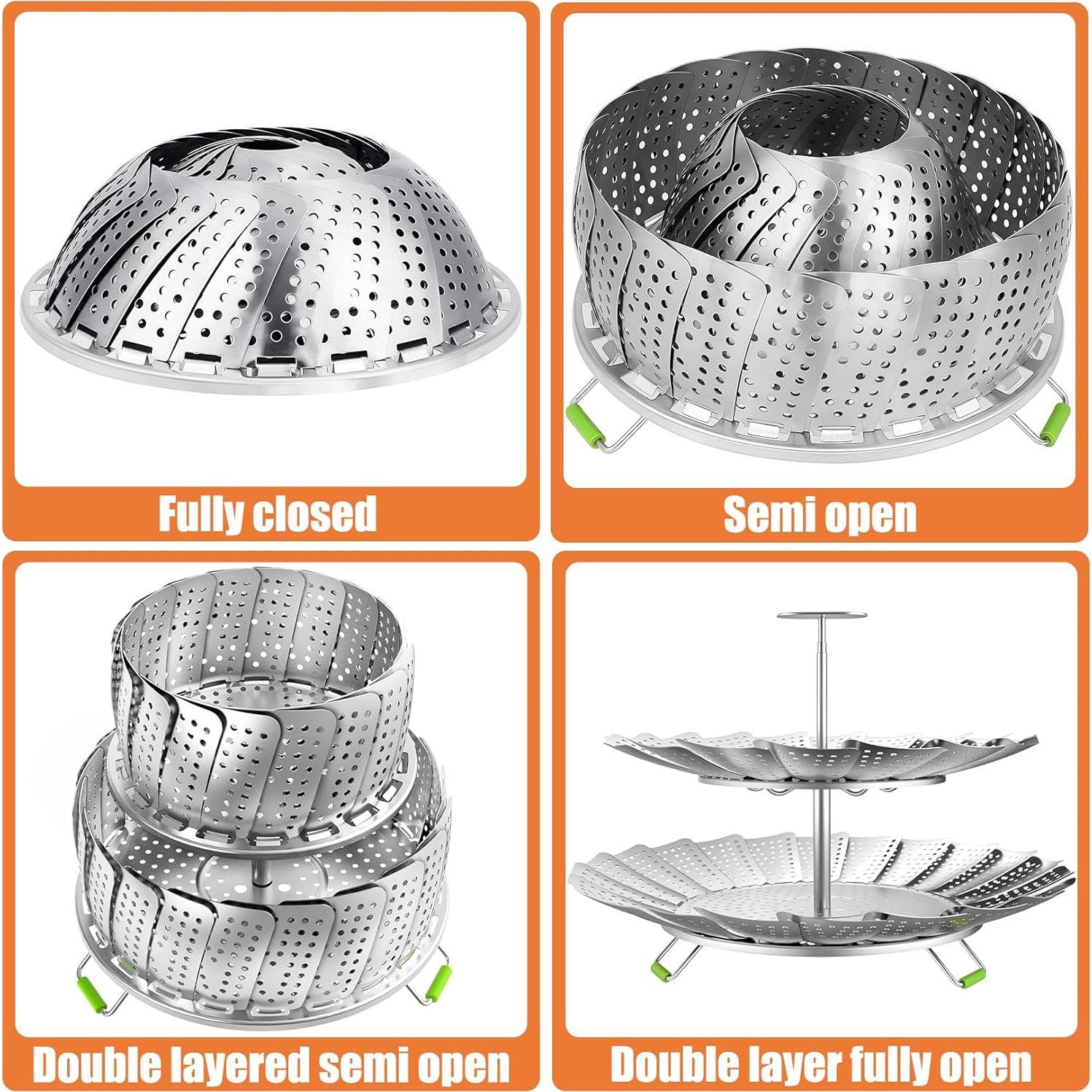 Vaporera de Verduras Plegable XGIZMOO 25.4 cm Acero Inoxidable