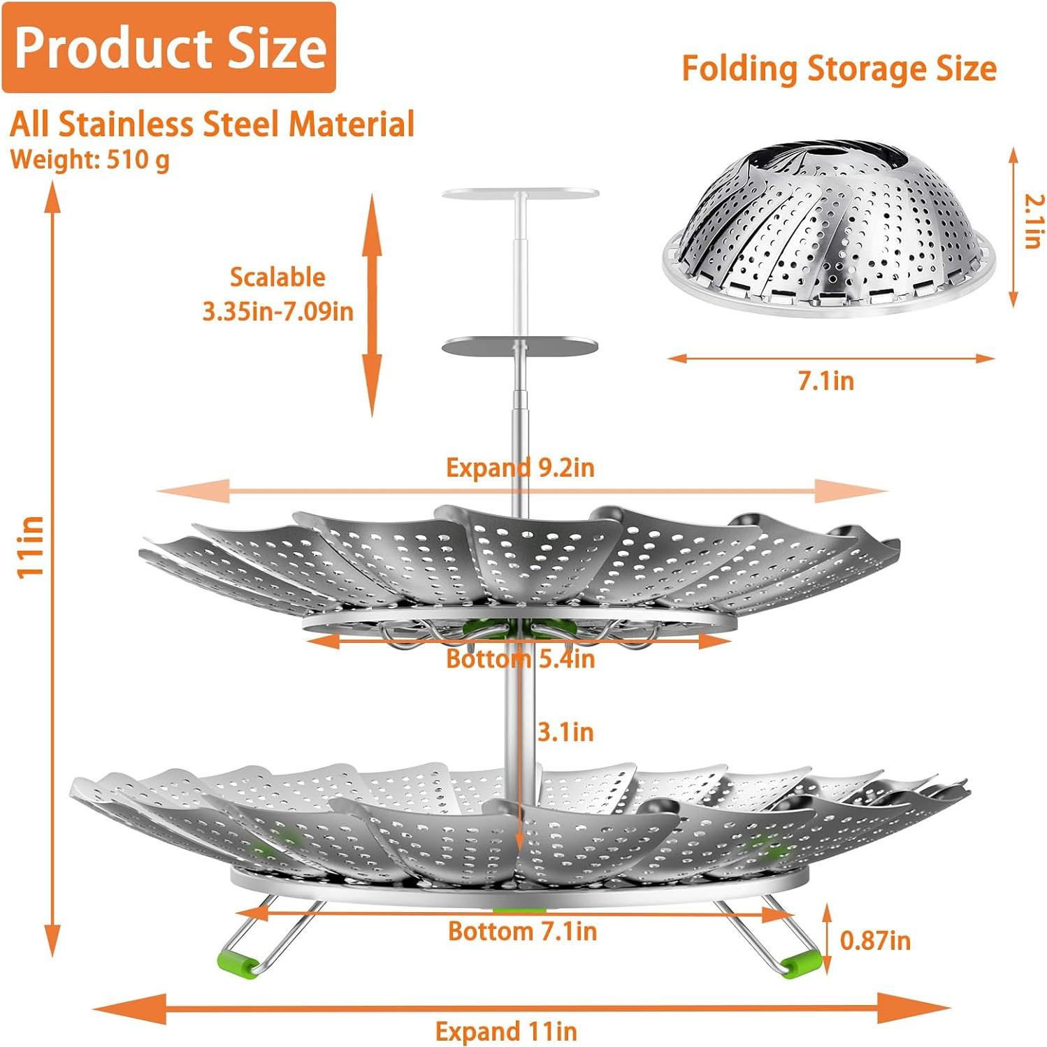 Vaporera de Verduras Plegable XGIZMOO 25.4 cm Acero Inoxidable