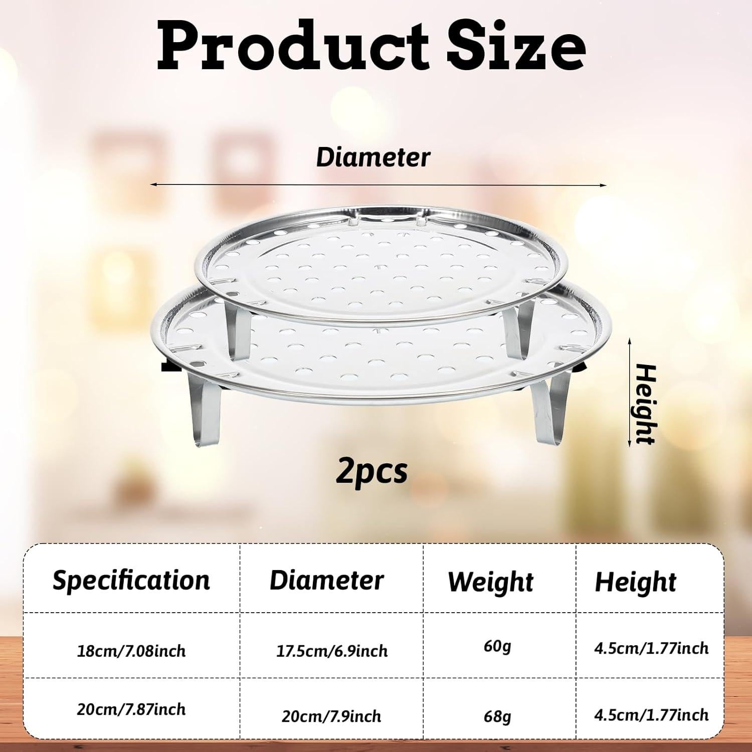 Canasta de Vapor Acero Inoxidable 2 PCS 17.5/19.8 cm FdcLixuvol