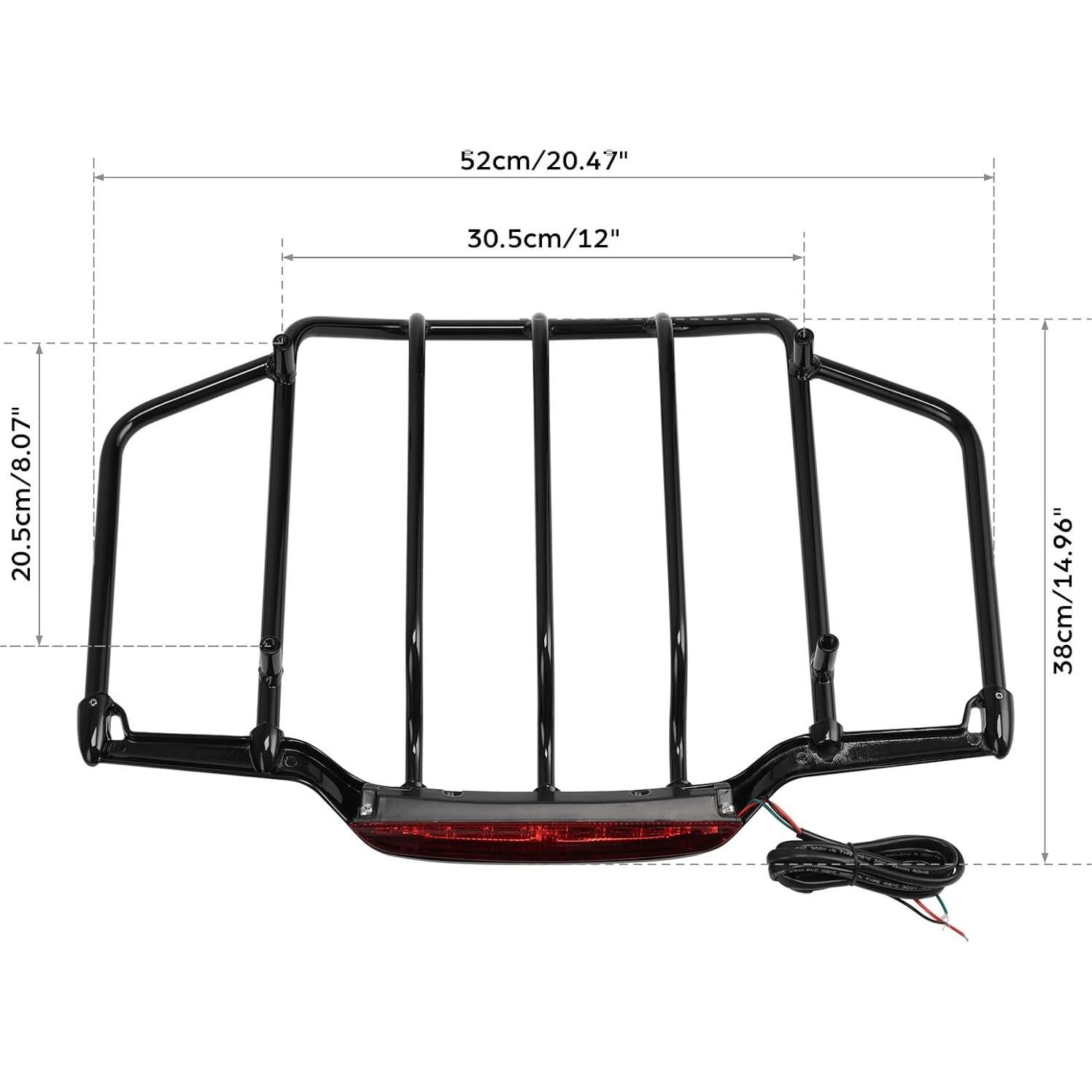 Soporte de Equipaje LED TCMT Negro para Harley 1993-2013