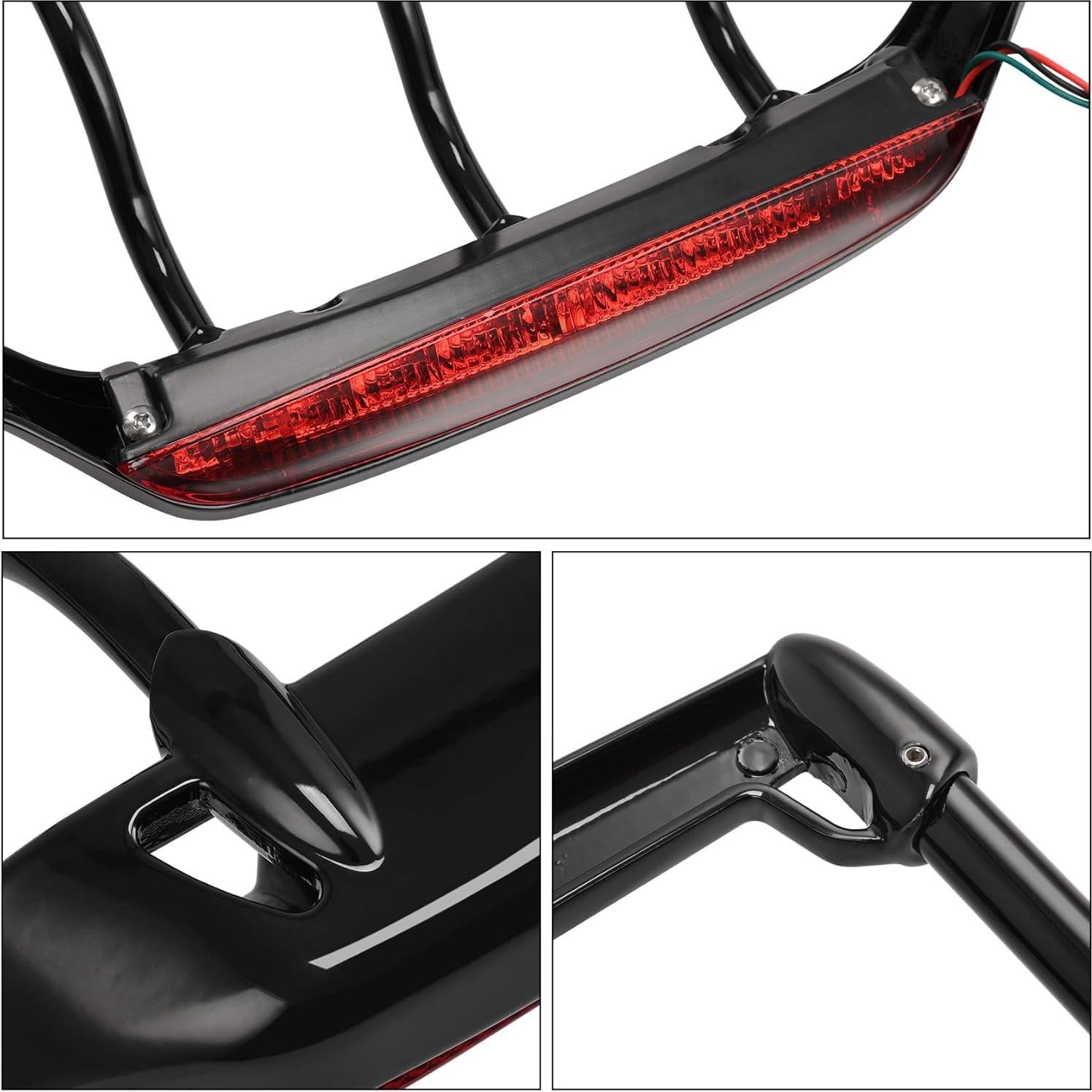 Soporte de Equipaje LED TCMT Negro para Harley 1993-2013