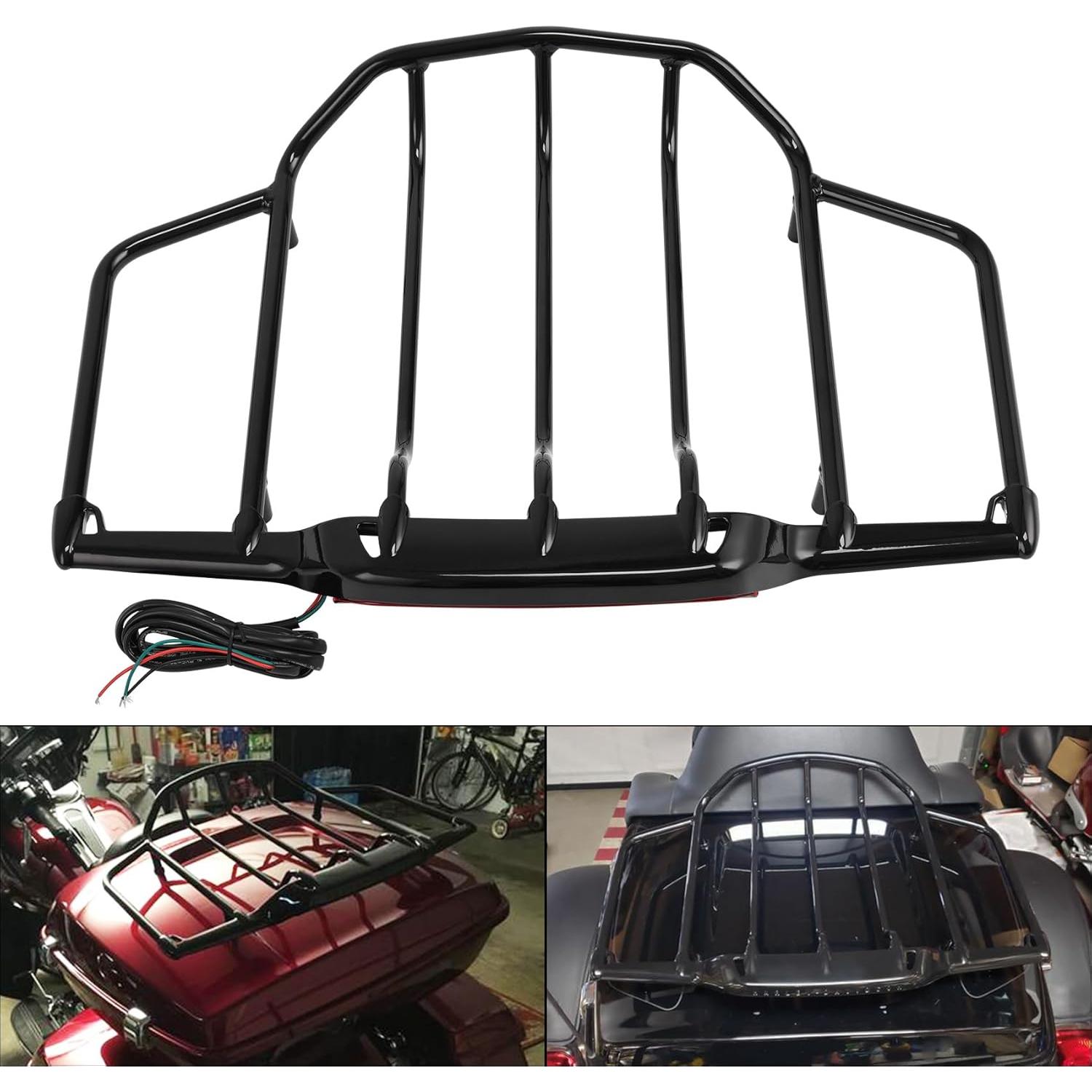 Soporte de Equipaje LED TCMT Negro para Harley 1993-2013