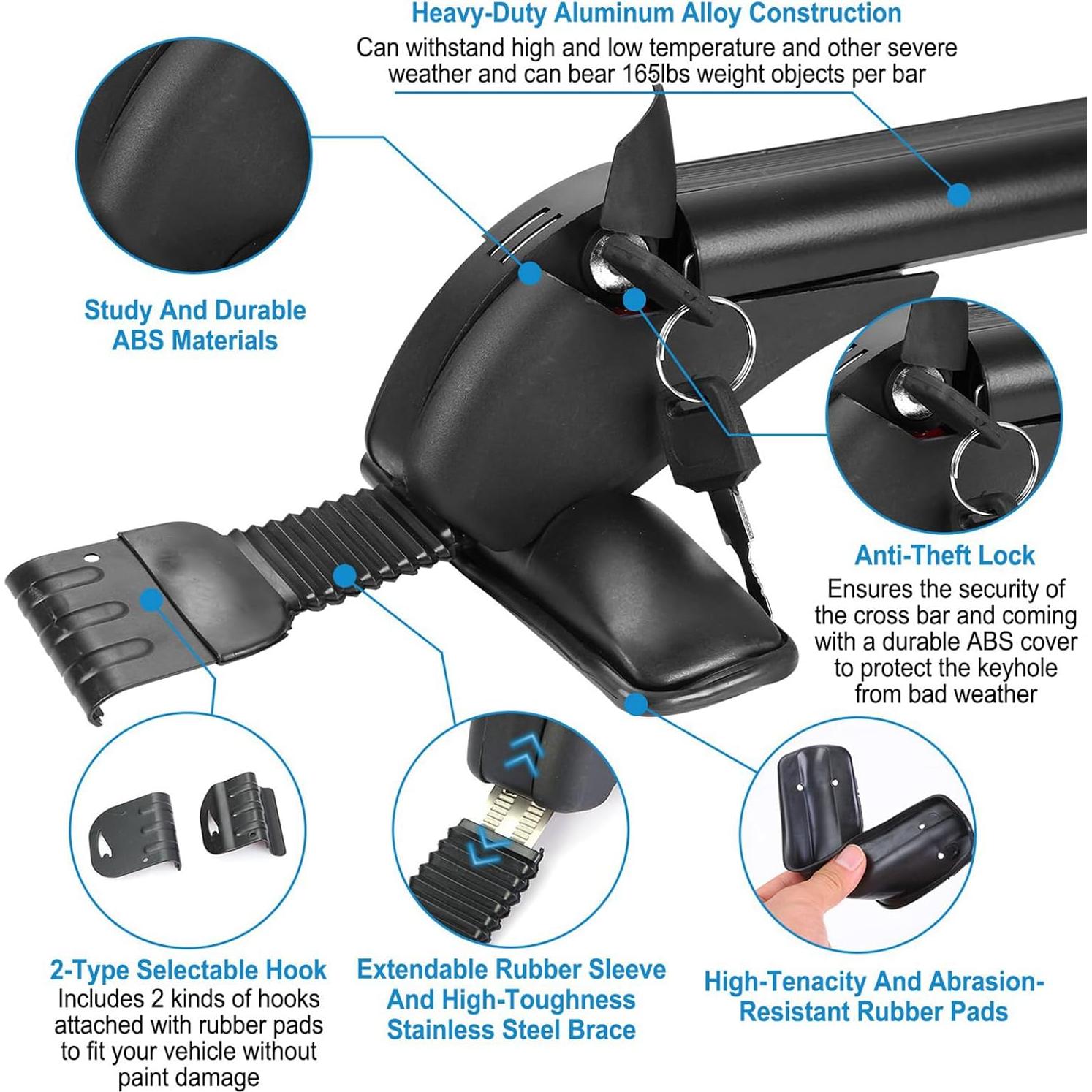 Baca Universal para Techo KOCASO 74.84 kg Ajustable 109-114 cm