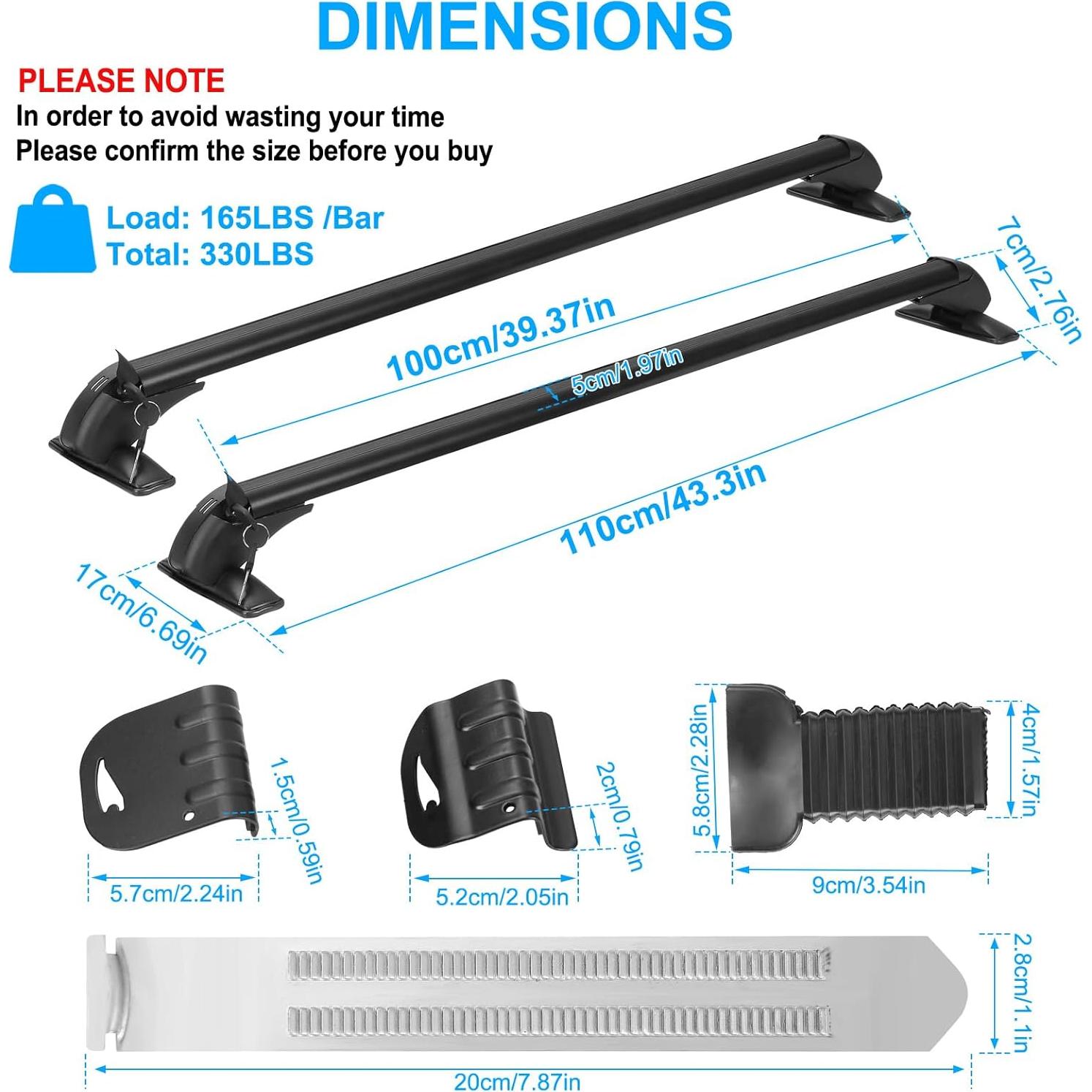 Baca Universal para Techo KOCASO 74.84 kg Ajustable 109-114 cm