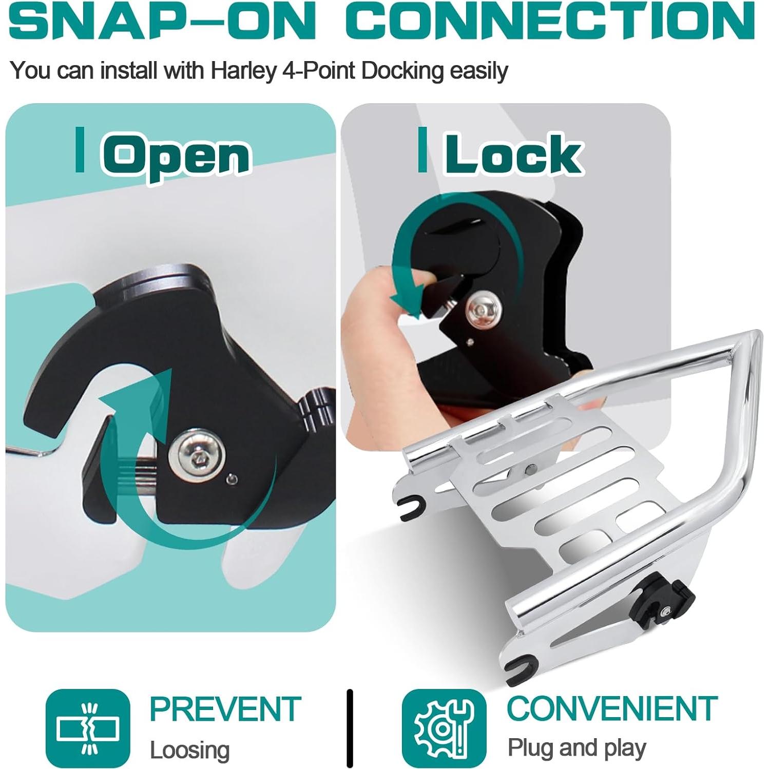 Soporte de Equipaje Desmontable VPZMT para Harley 2009-2024 Cromo