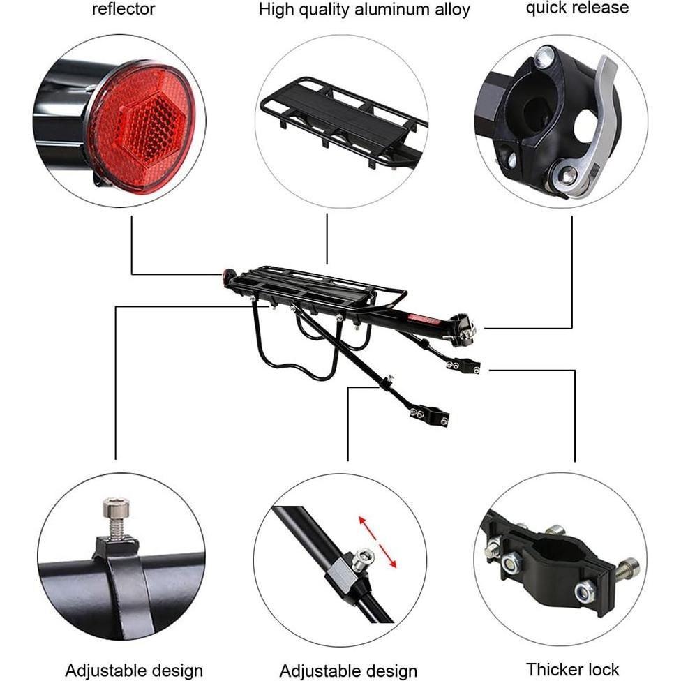 Soporte Trasero para Bicicleta Dirza, Aluminio Ajustable 52 kg