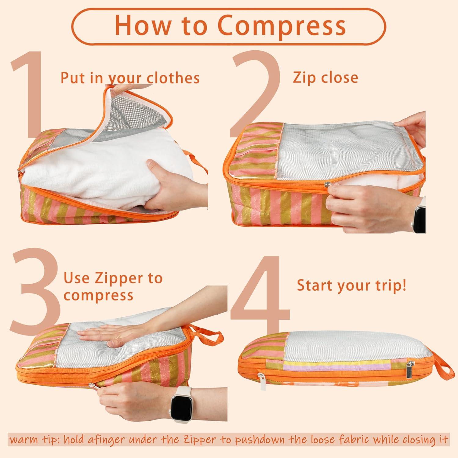 Set de 7 Cubos de Compresión para Viaje Xmzsdz - Livianos y Organizados