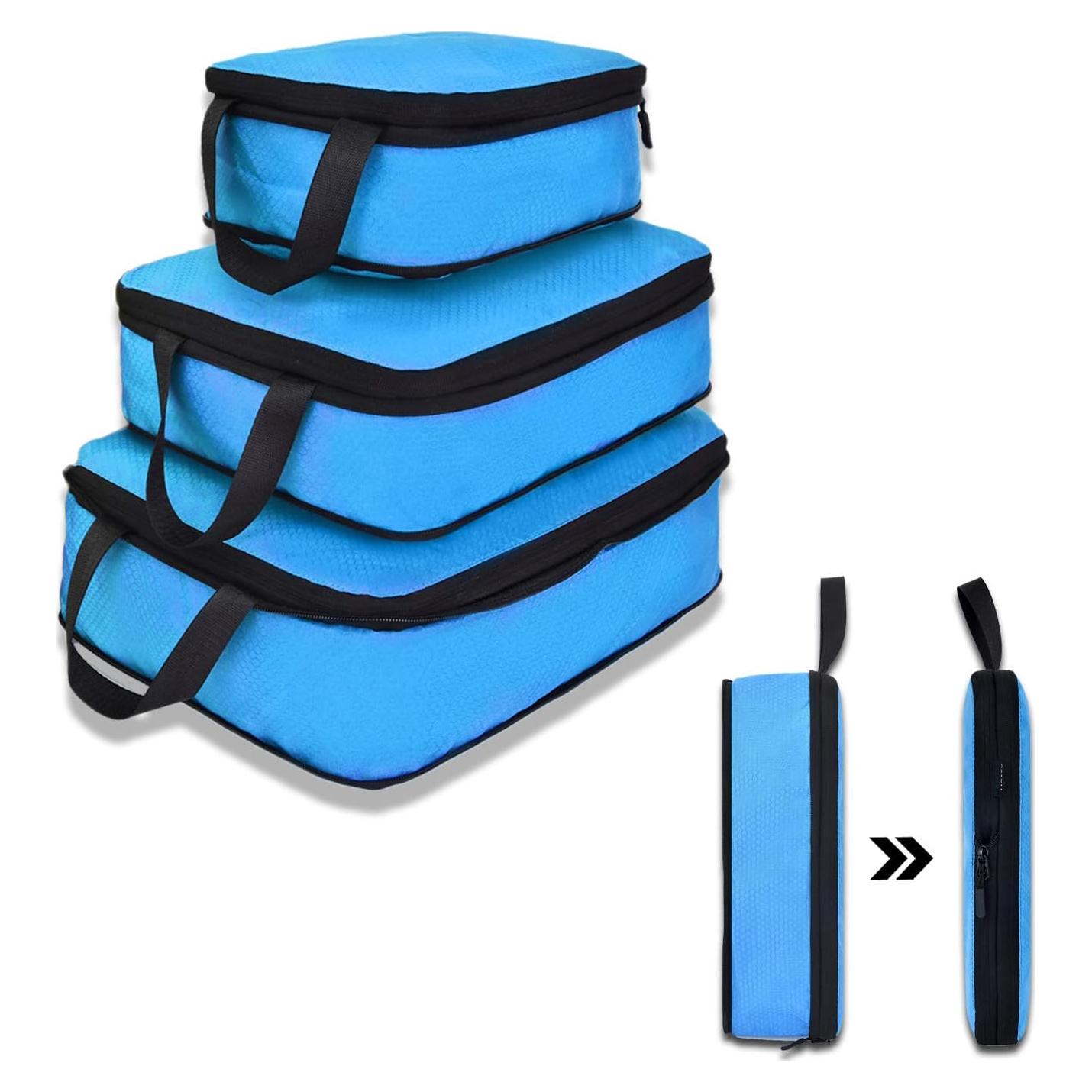 Cubos de Compresión YZAOLL 3 Set Azul para Viaje 39.6x29.2cm