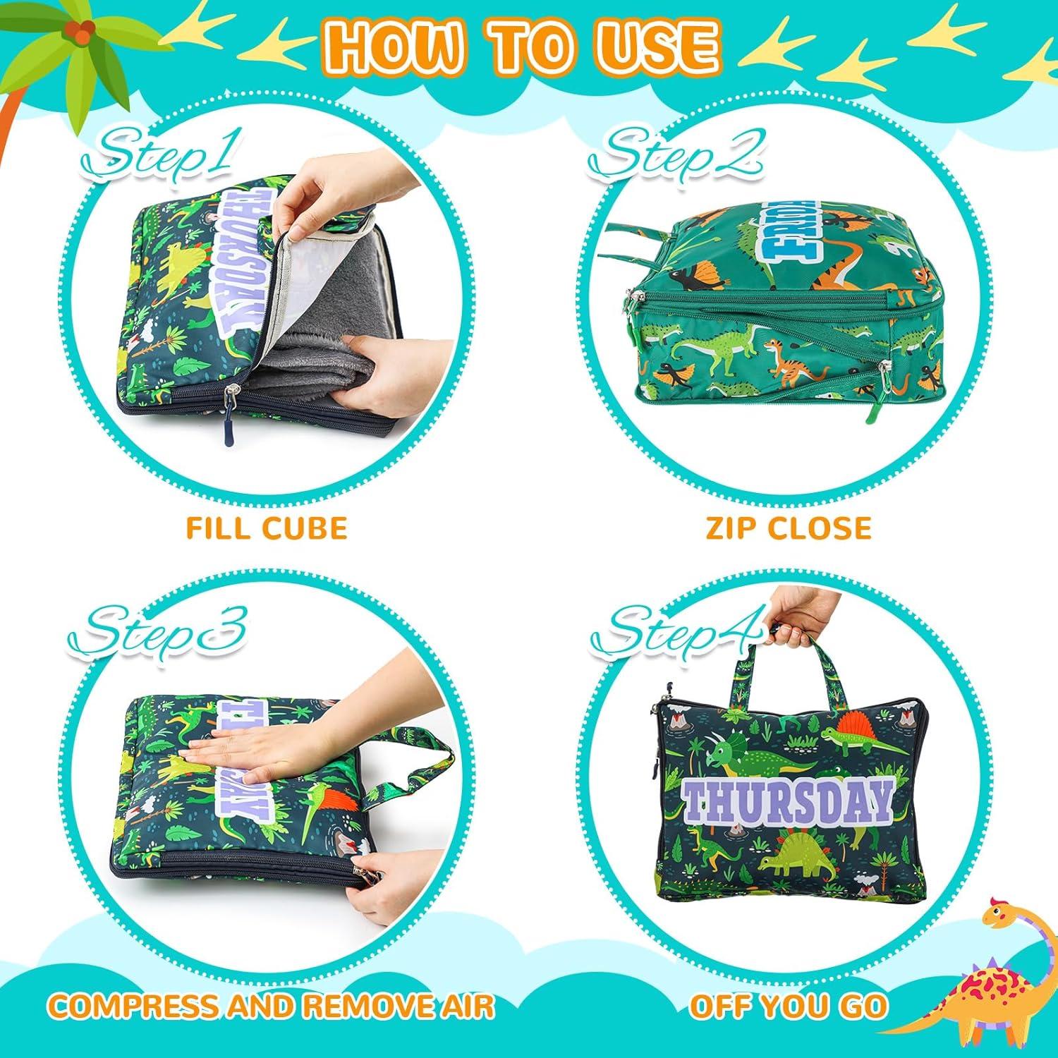 Cubos de Empaque Paterr 7 Pcs Dinosaurio para Niños