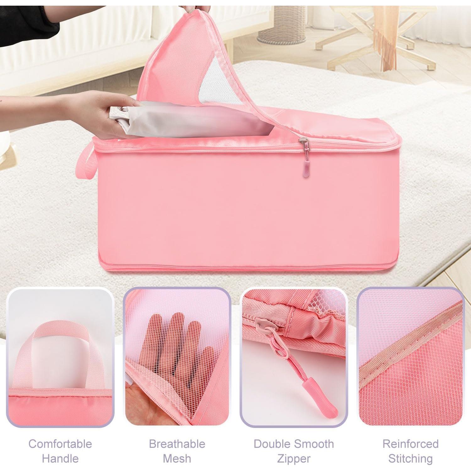 Set de 10 Cubos de Compresión Neatevday para Viajes Rosa