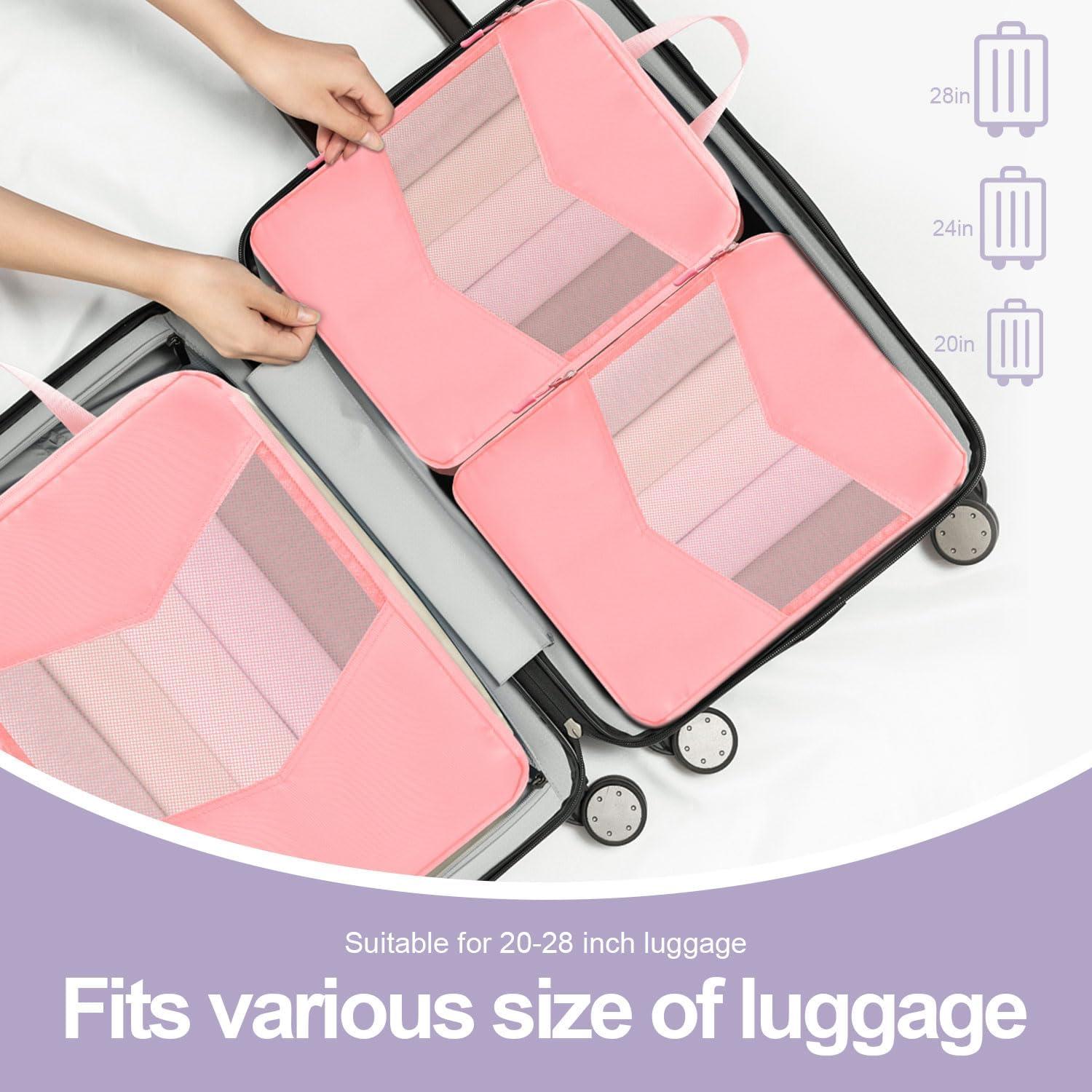 Set de 10 Cubos de Compresión Neatevday para Viajes Rosa