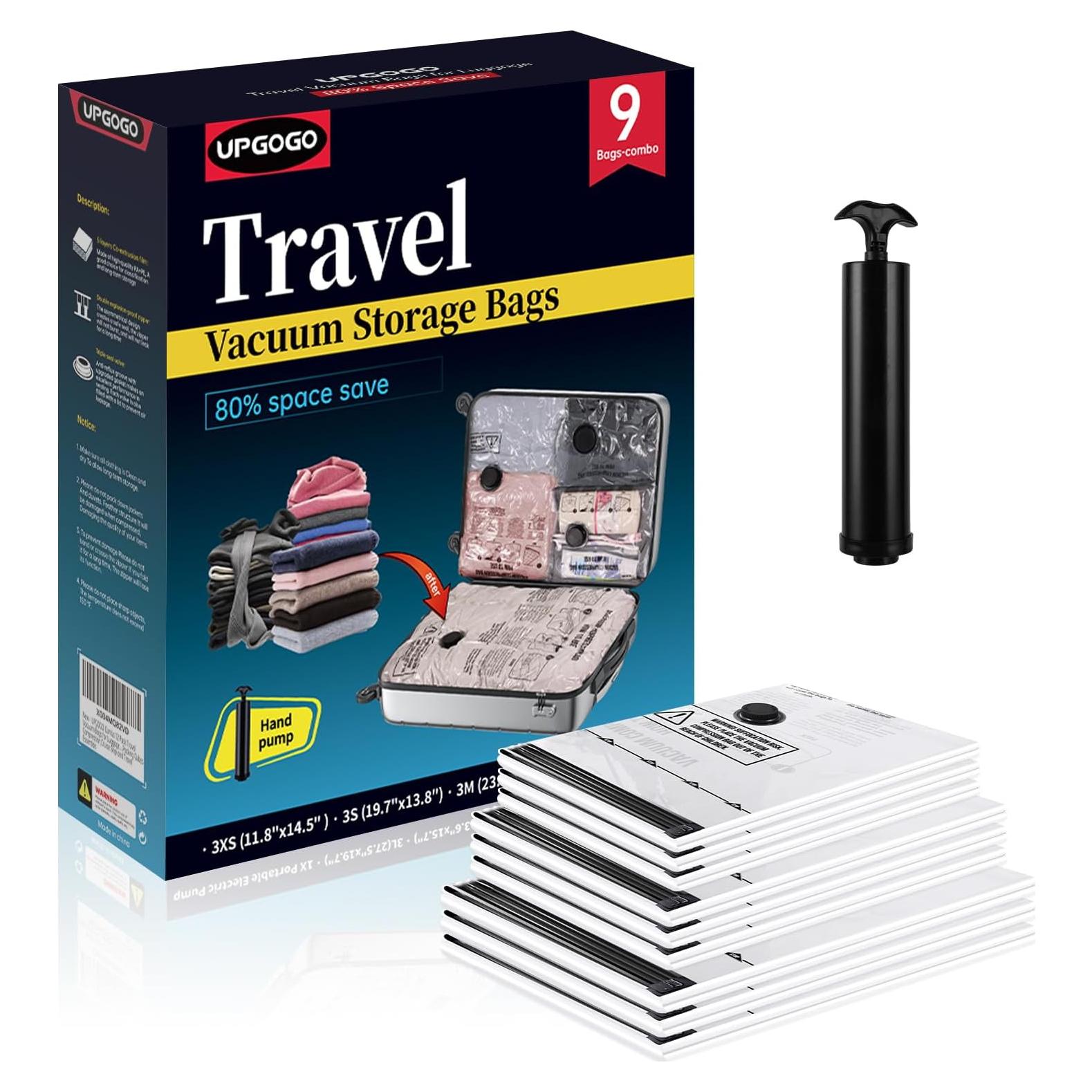 Bolsas de Vacío UPGOGO para Viaje - Combo 9 Piezas con Bomba